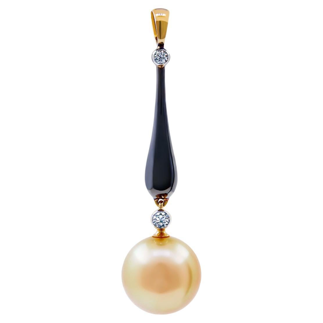 Golden South Sea Pearl Diamond Pendant