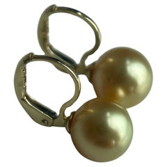 Goldene Südseeperlen Ohrringe in 18k massivem Gold, Perlenohrringe