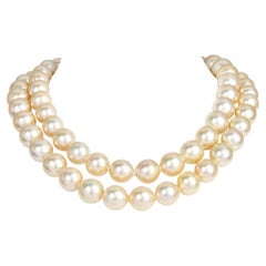 Golden South Sea Pearl Necklace 14-12mm, 34 Inches long