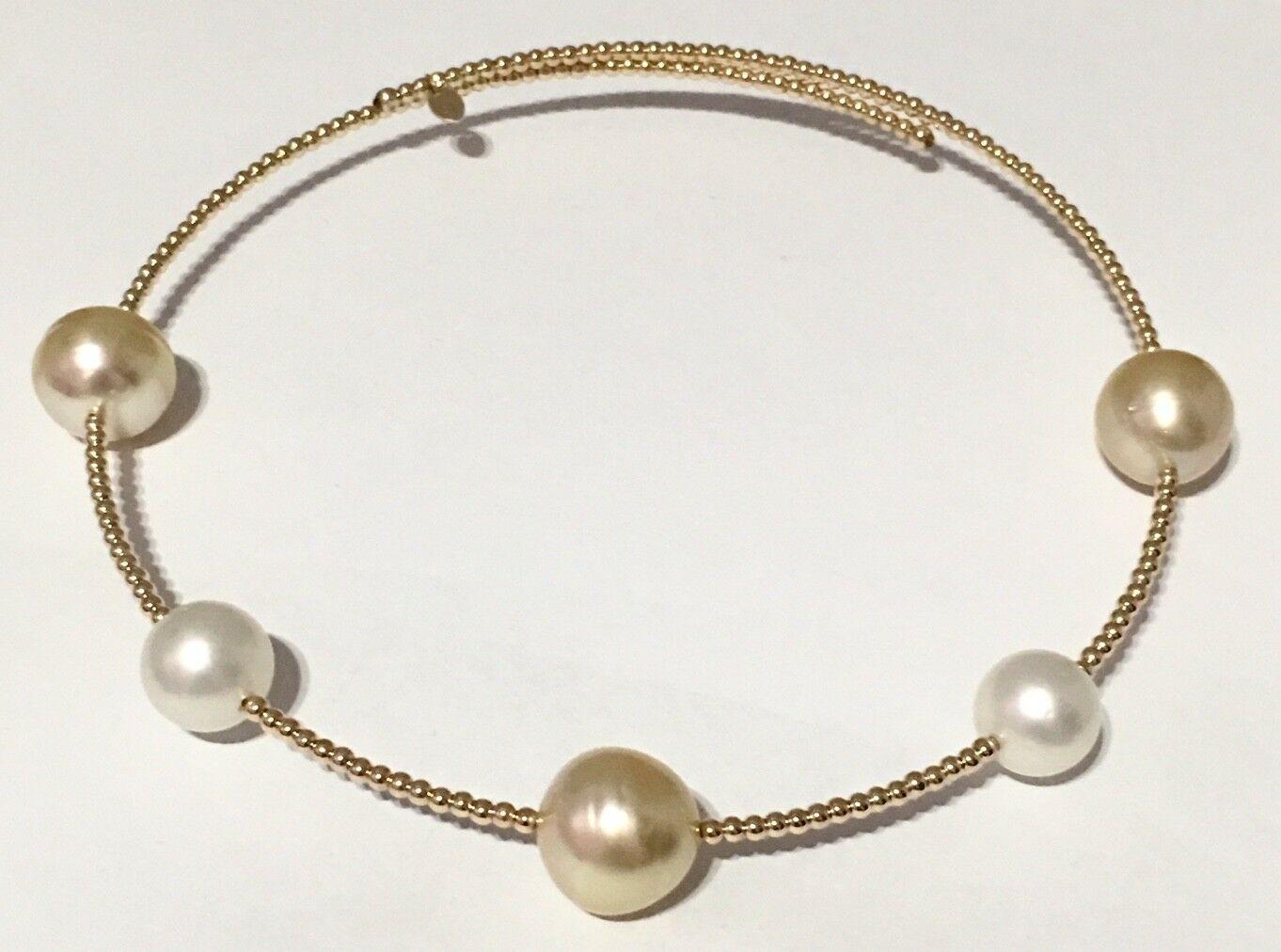 Golden South Sea Pearl Necklace 14k Gold Italy Italy Certified 4