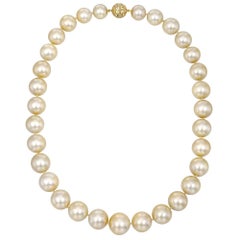 Golden South Sea Pearl Necklace with Yellow Sapphire Clasp