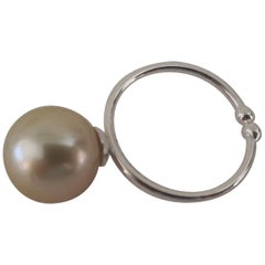 Golden South Sea Pearl Ring Round Natural Color and Luster