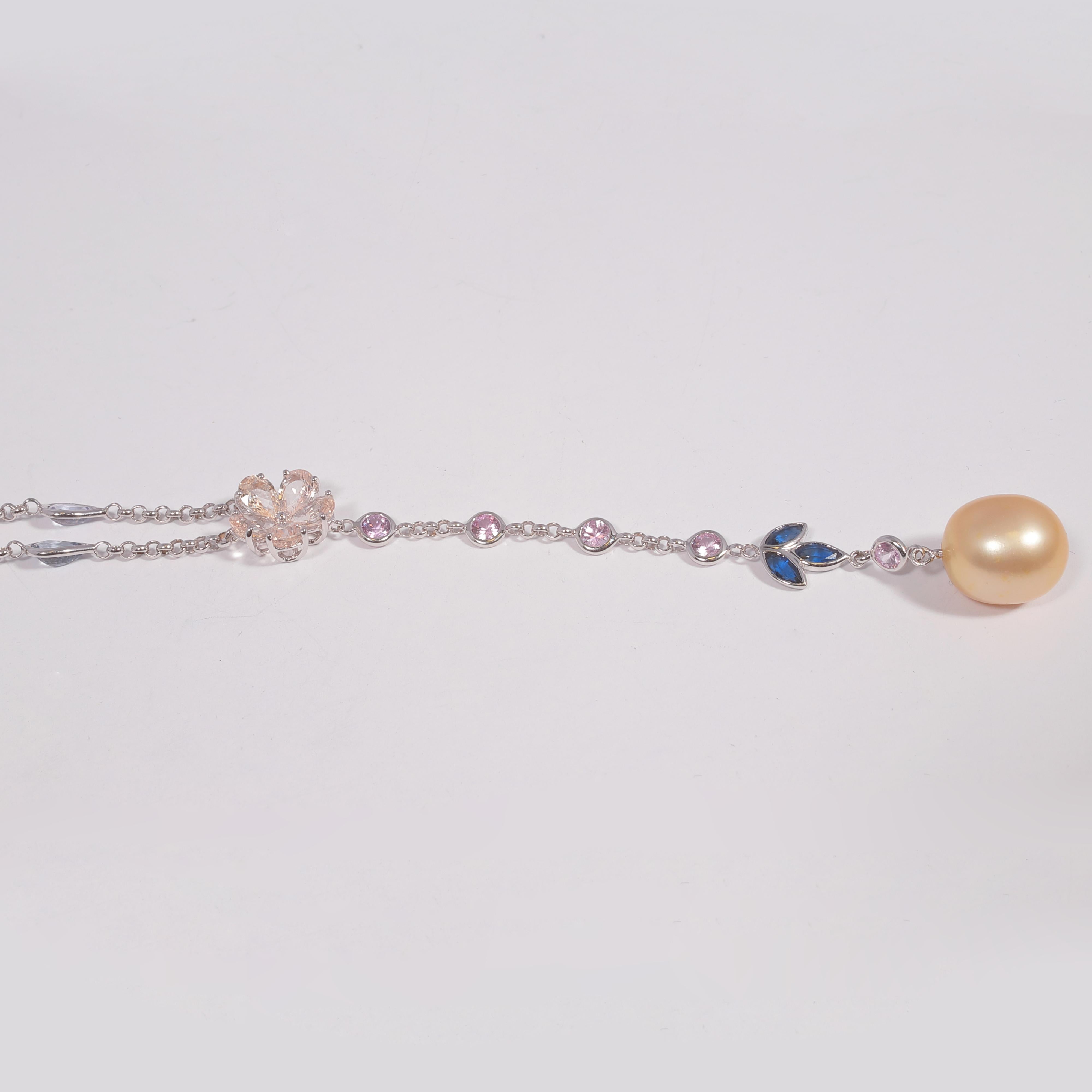 Golden South Sea Pearl Sapphire Necklace 3