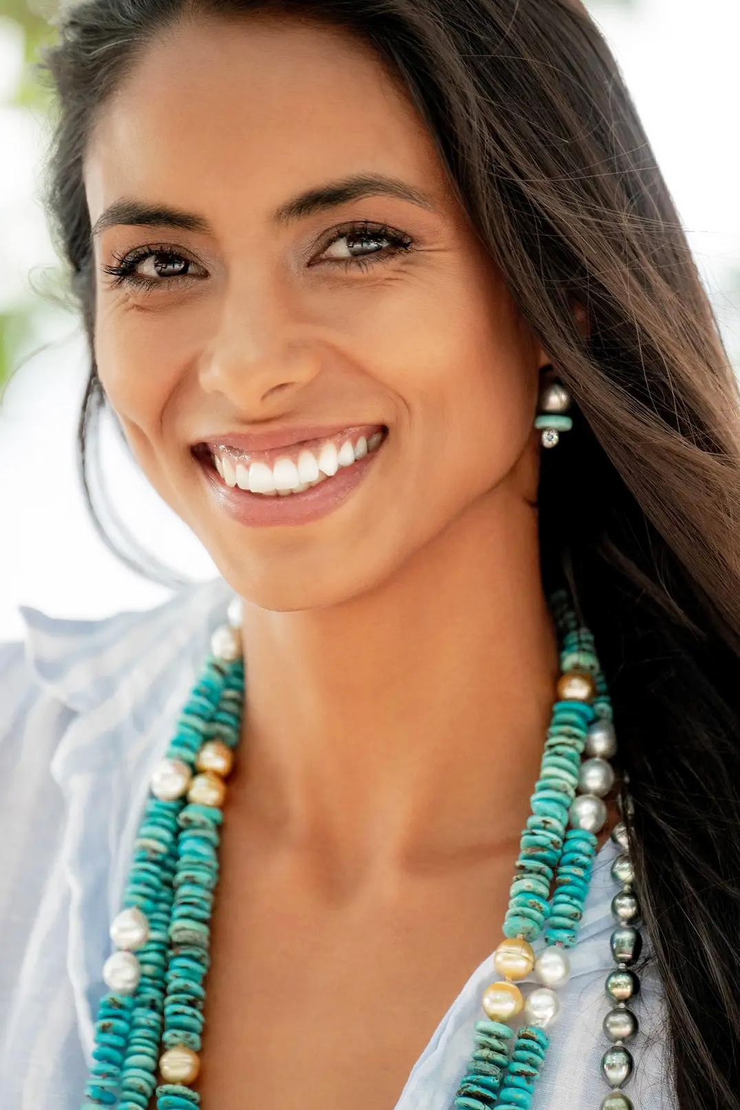 Golden South Sea Pearl and Turquoise Necklace For Sale 3
