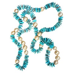 Golden South Sea Pearl and Turquoise Necklace