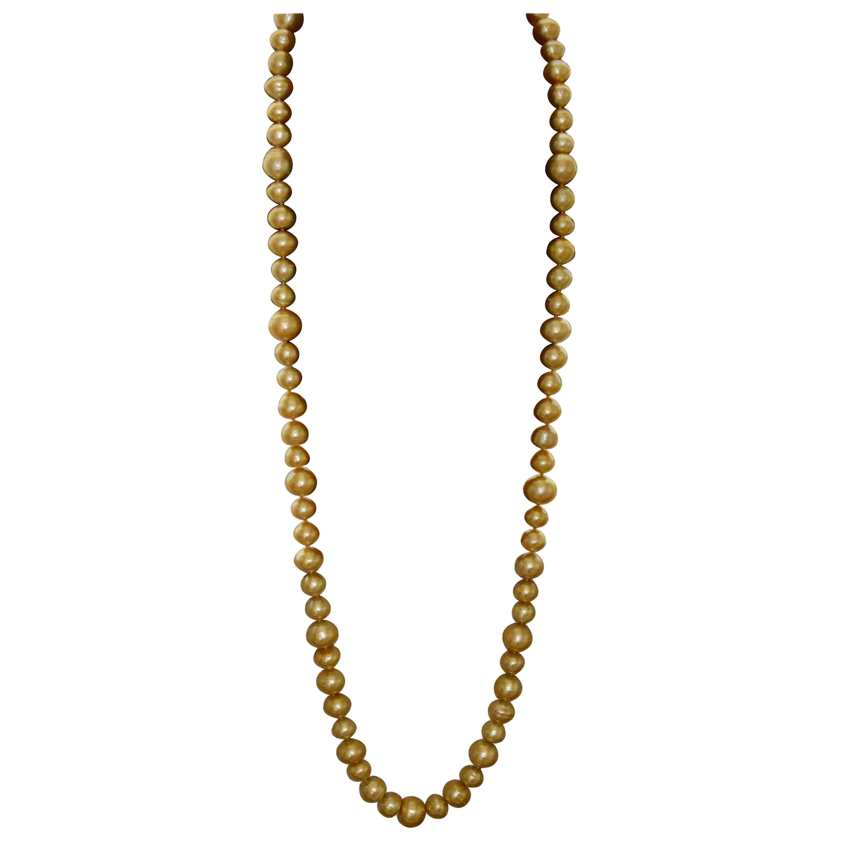 Golden South Sea Pearl "Wave" Necklace 18 Karat Magnetic Clasp For Sale