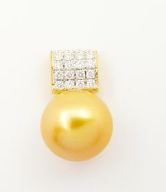 Golden South Sea Pearl with Diamond Pendant set in 18K Rose Gold Settings