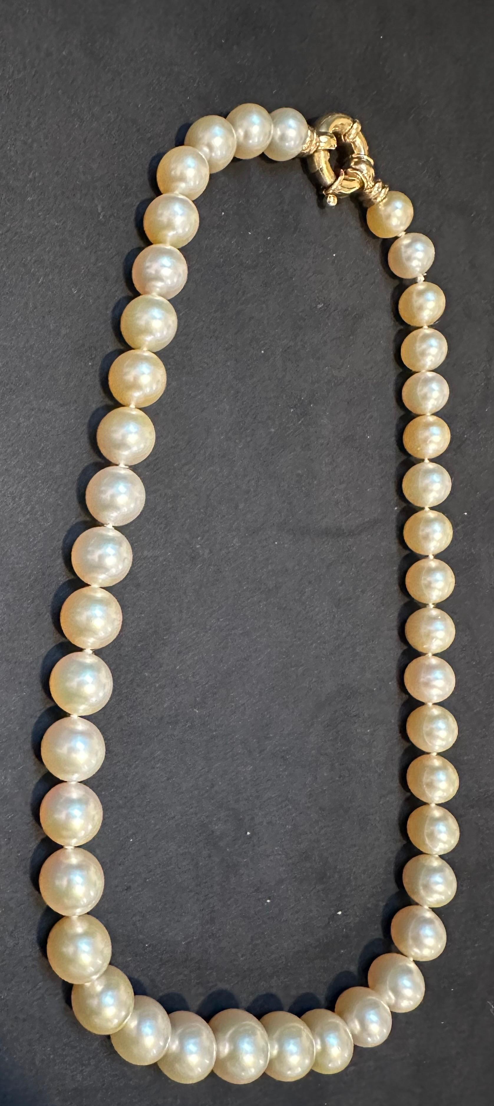 Women's Golden South Sea Pearls 10-12 MM Strand Necklace 18 Kt Gold  Clasp 18