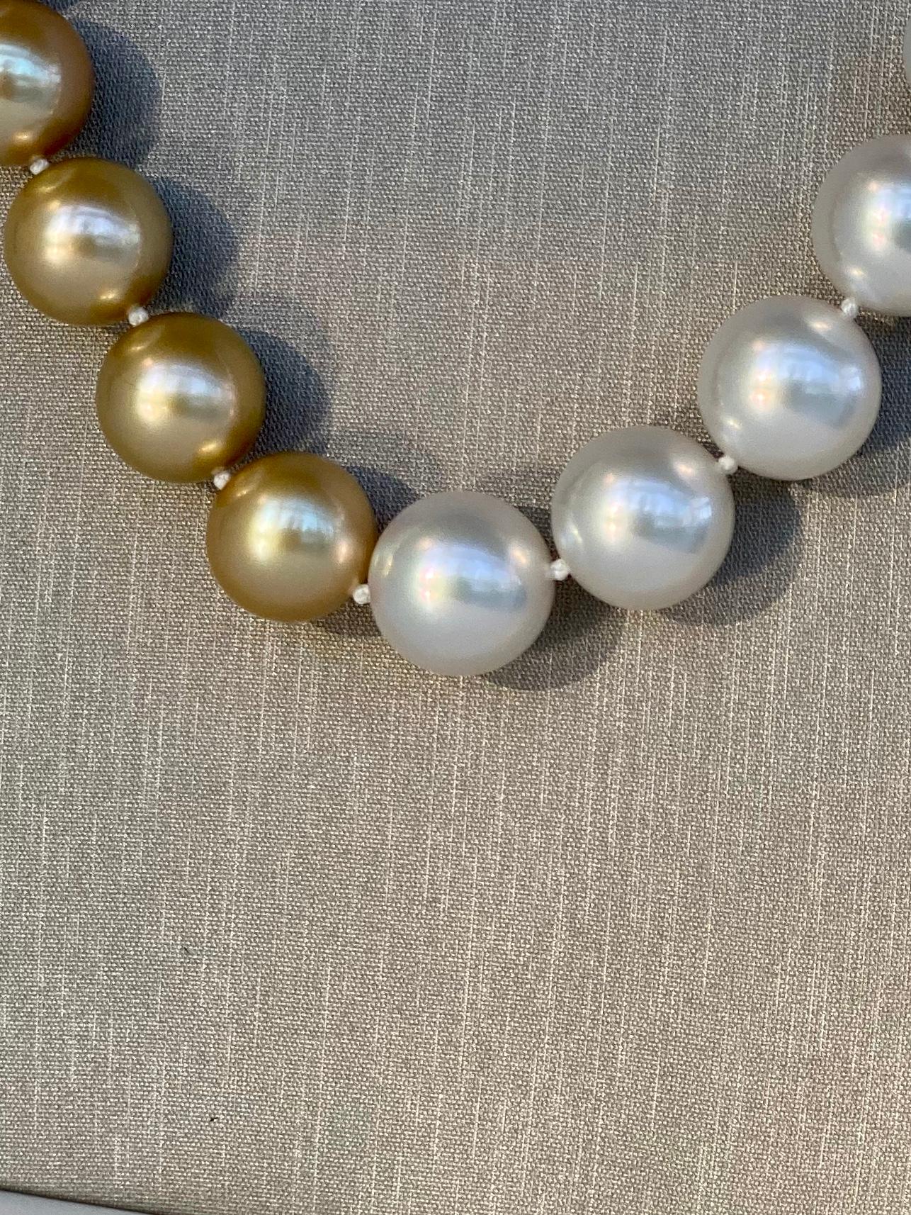Contemporary Golden South Sea Pearls Diamond Clasp For Sale