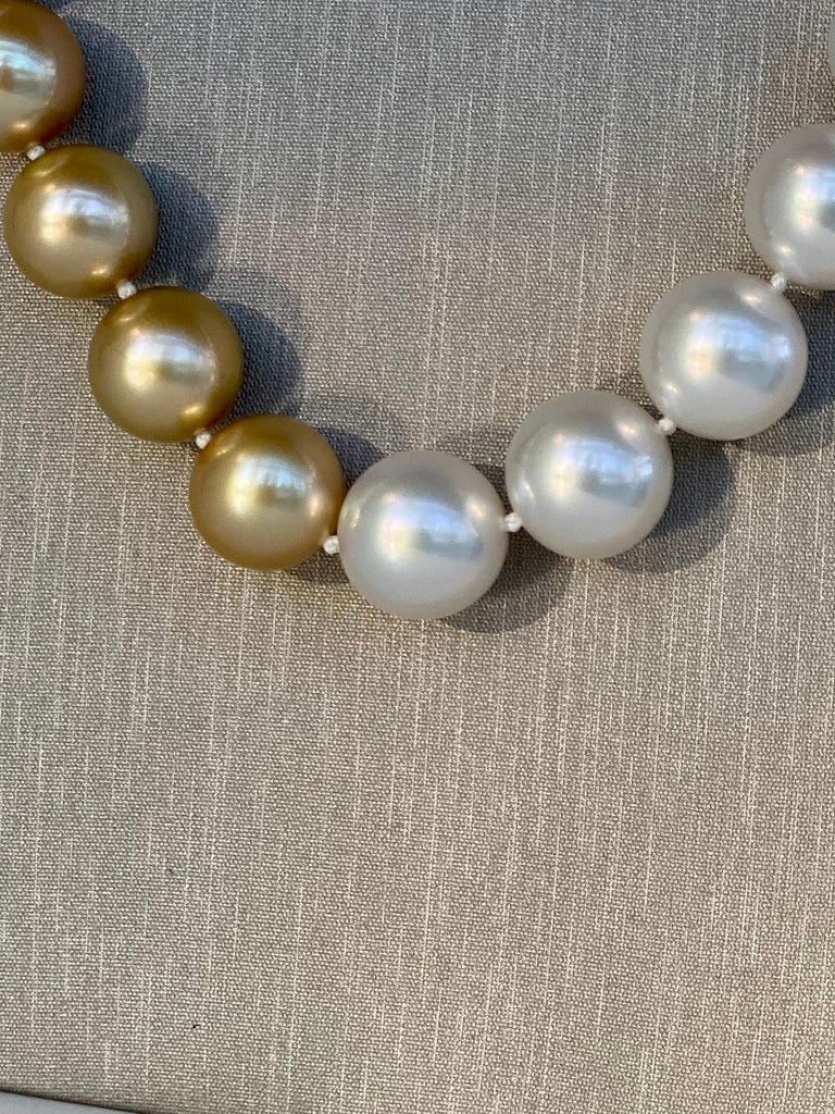 Golden South Sea Pearls Diamond Clasp For Sale at 1stDibs