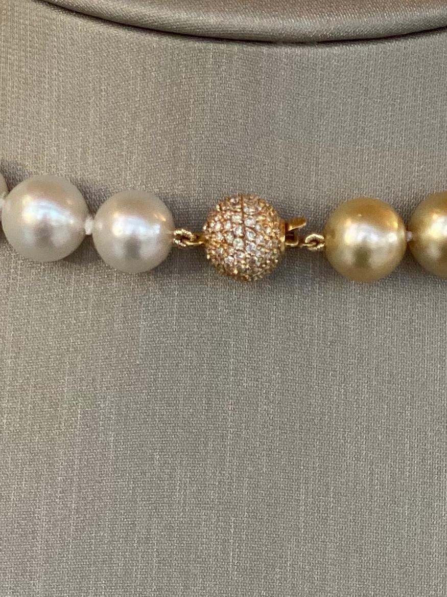 Golden South Sea Pearls Diamond Clasp For Sale 1