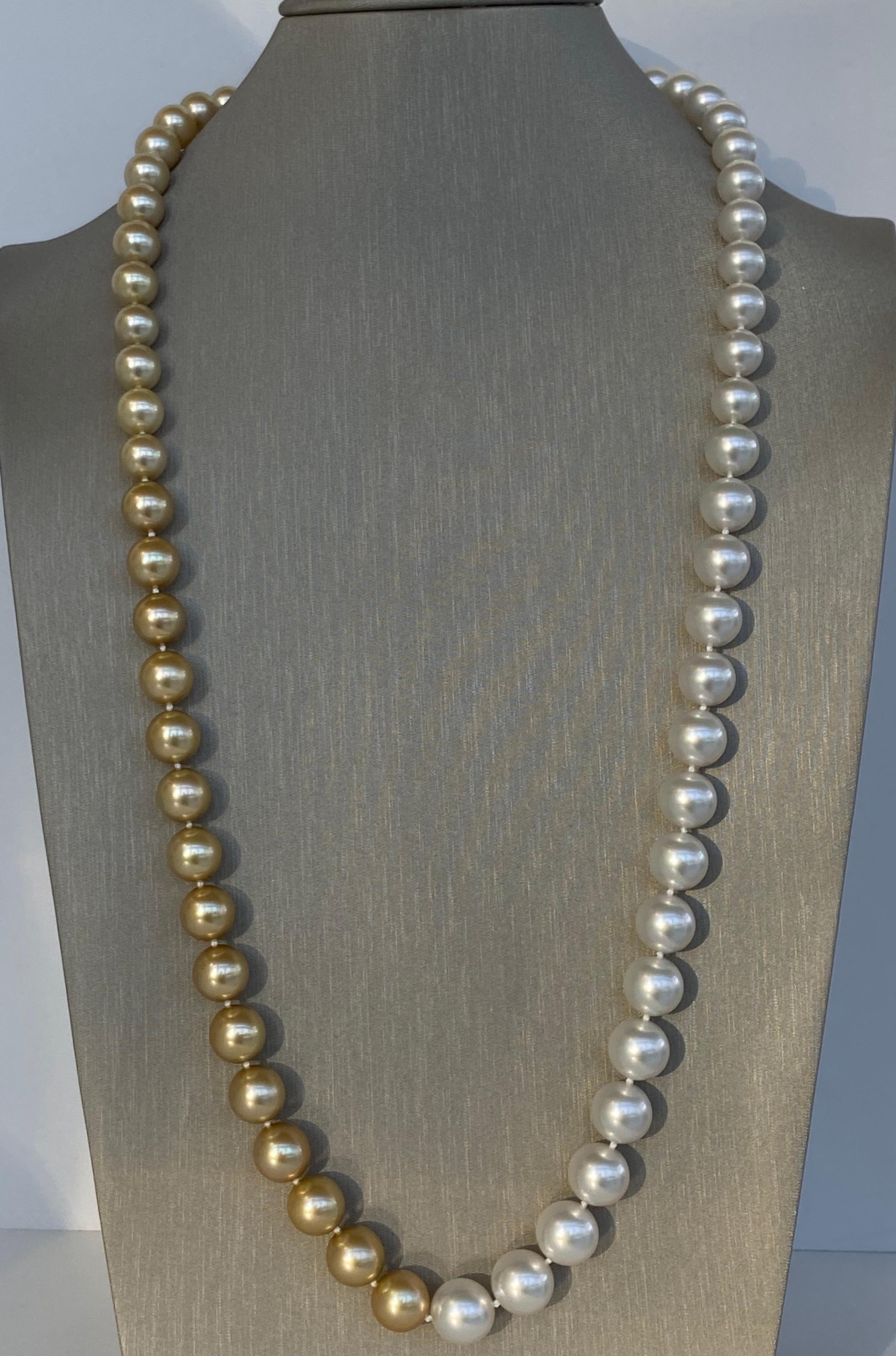 Golden South Sea Pearls Diamond Clasp For Sale 2