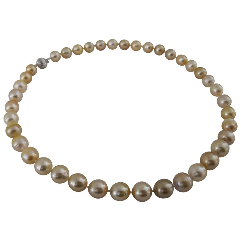 Golden South Sea Pearls Necklace, 18 Karat Gold For Sale at 1stdibs