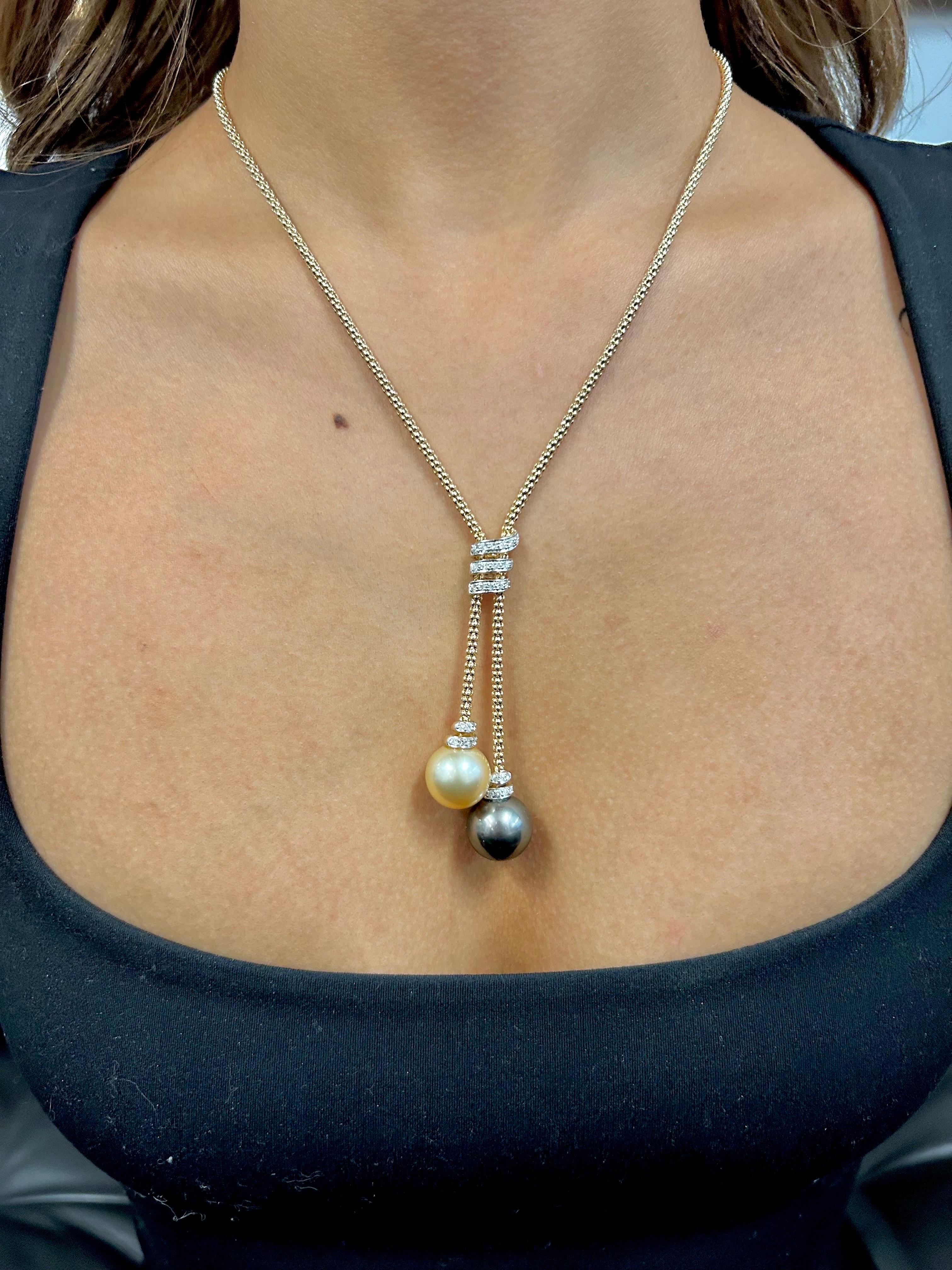 Women's or Men's Golden South Sea-Tahitian Pearl Necklace For Sale