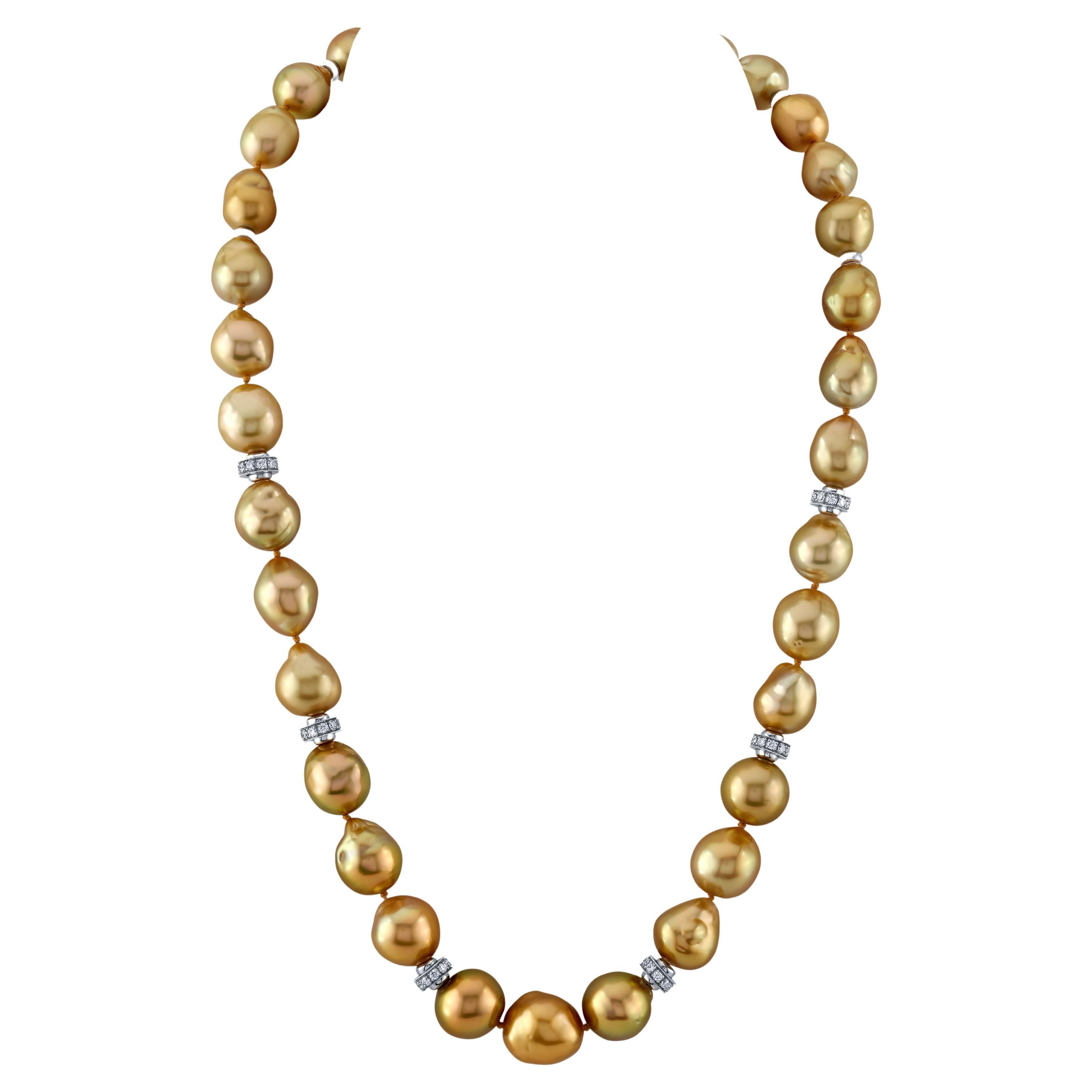 South Sea Golden Pearl Necklace For Sale at 1stDibs golden pearl
