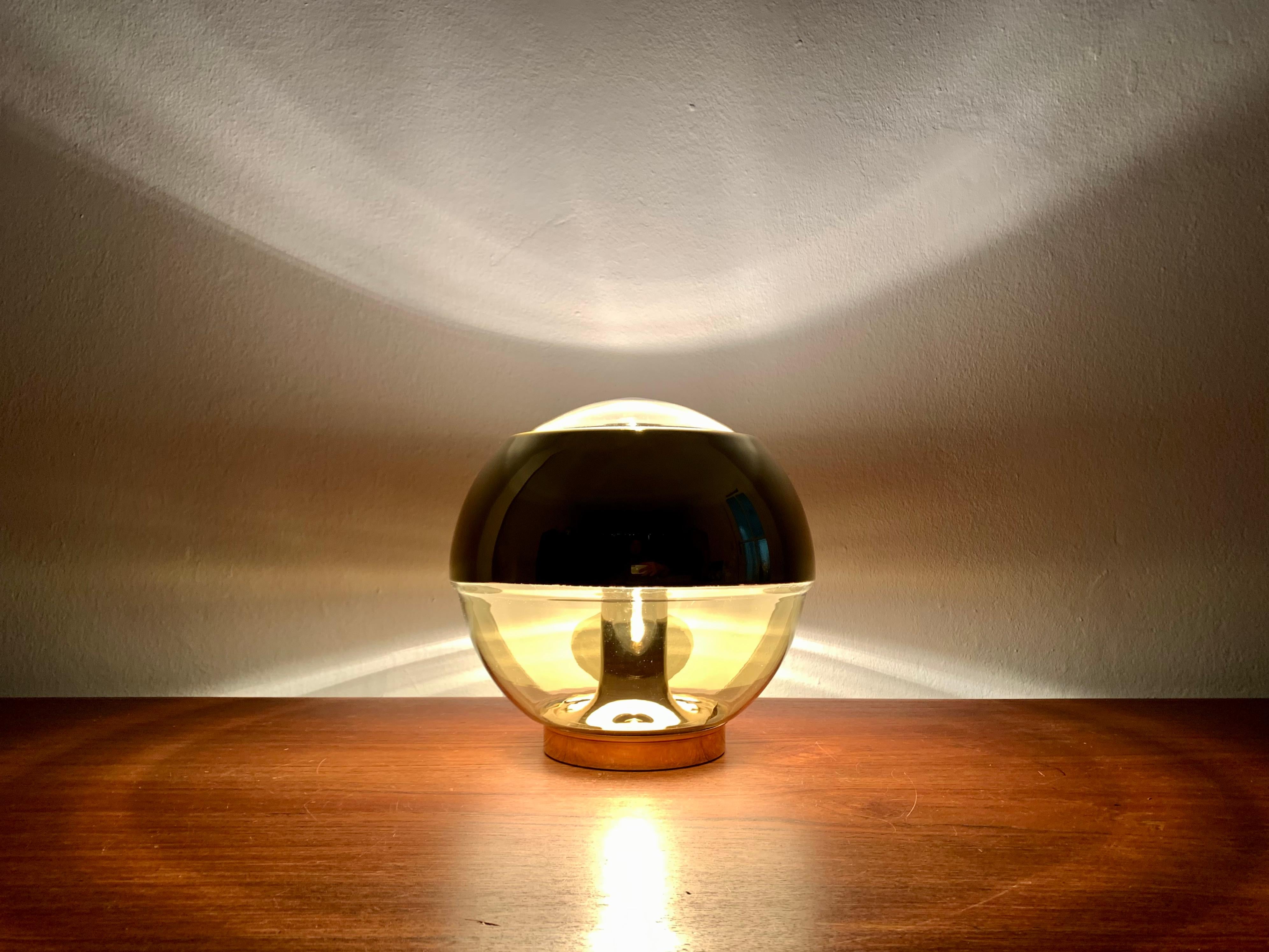 Golden Space Age Glass Table Lamp by Peill and Putzler For Sale 1