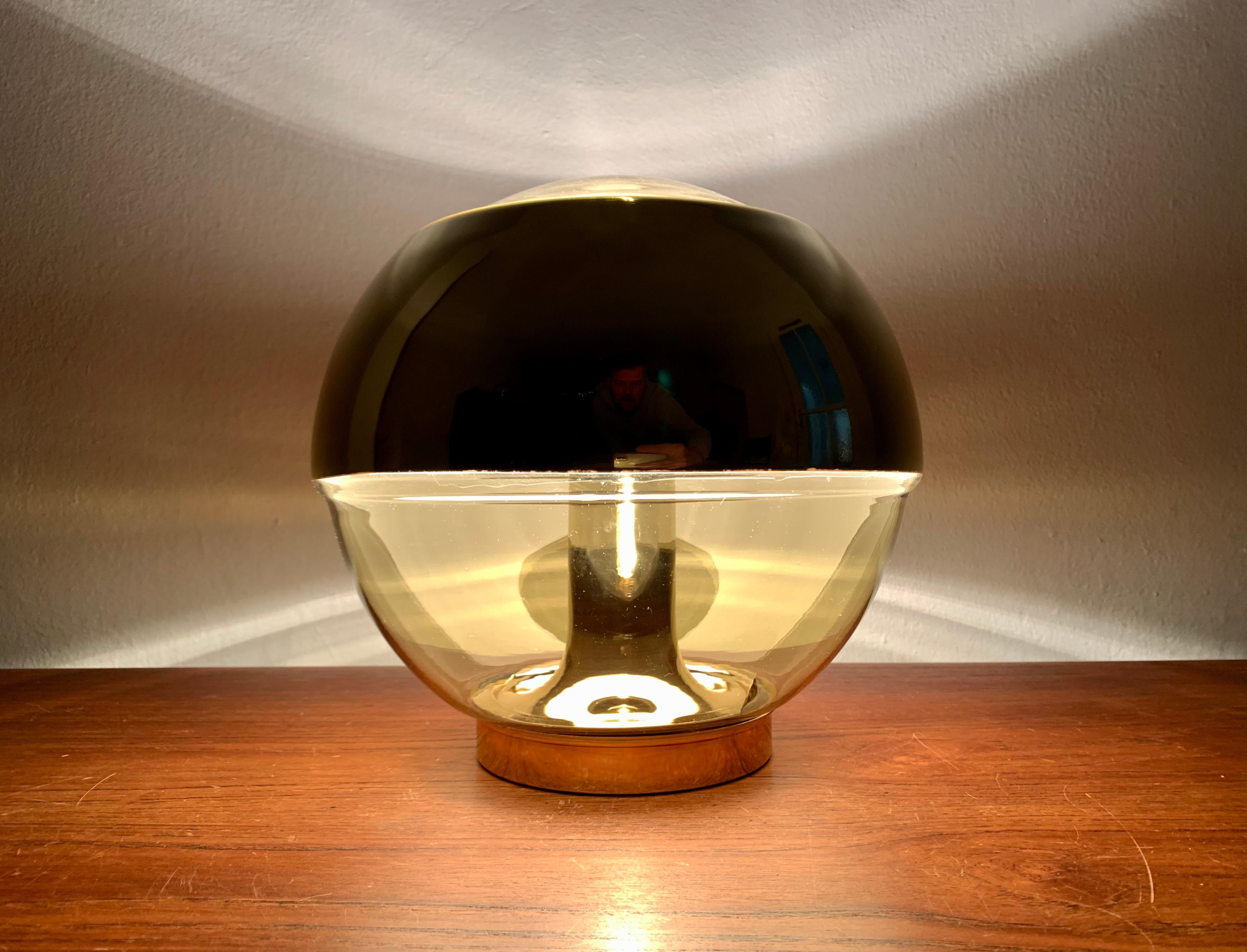 Golden Space Age Glass Table Lamp by Peill and Putzler For Sale 2