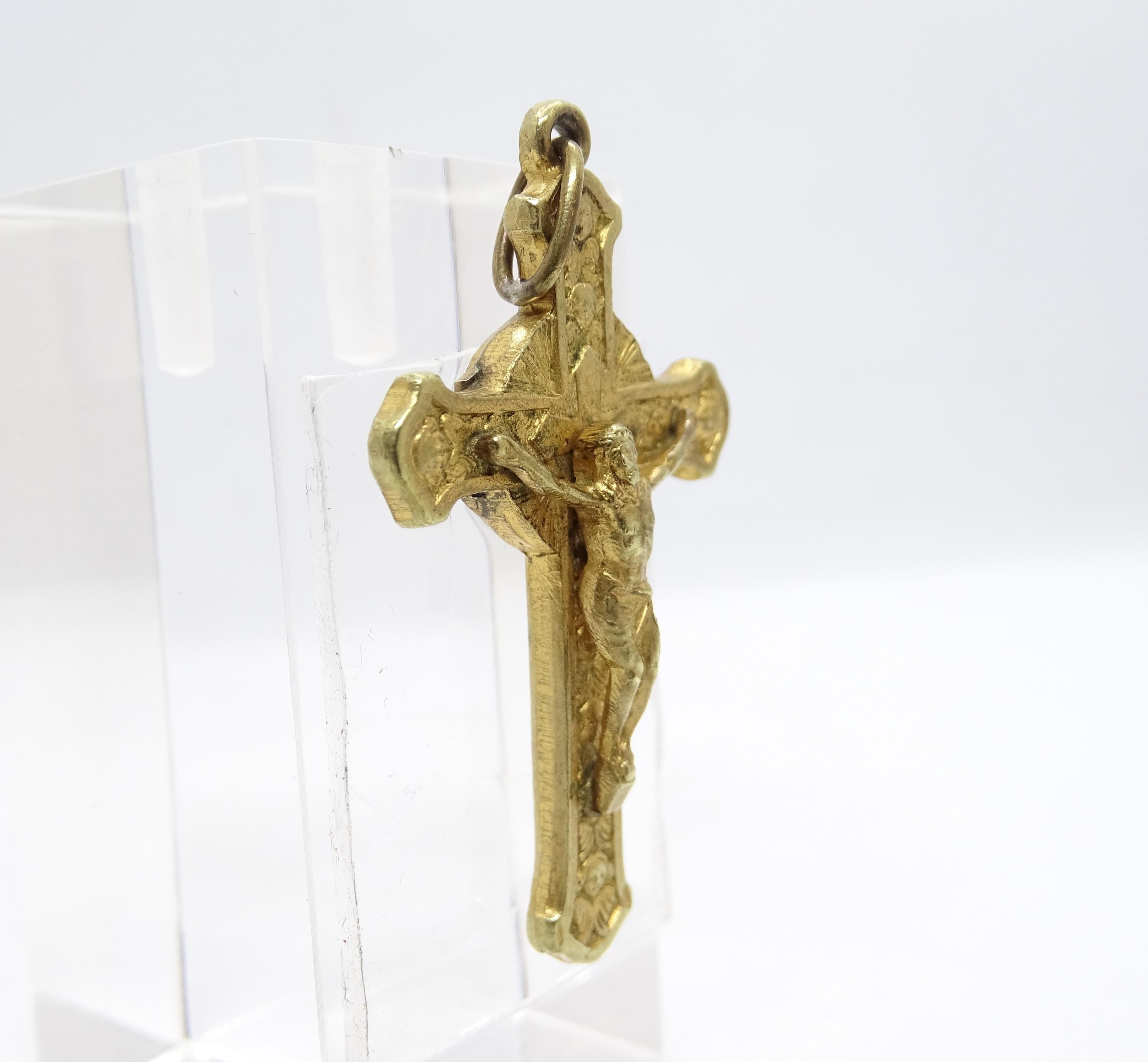 Pendentif Crucifix espagnol doré Saint Anton Mº Claret Reliquaire Crucifix en vente 6