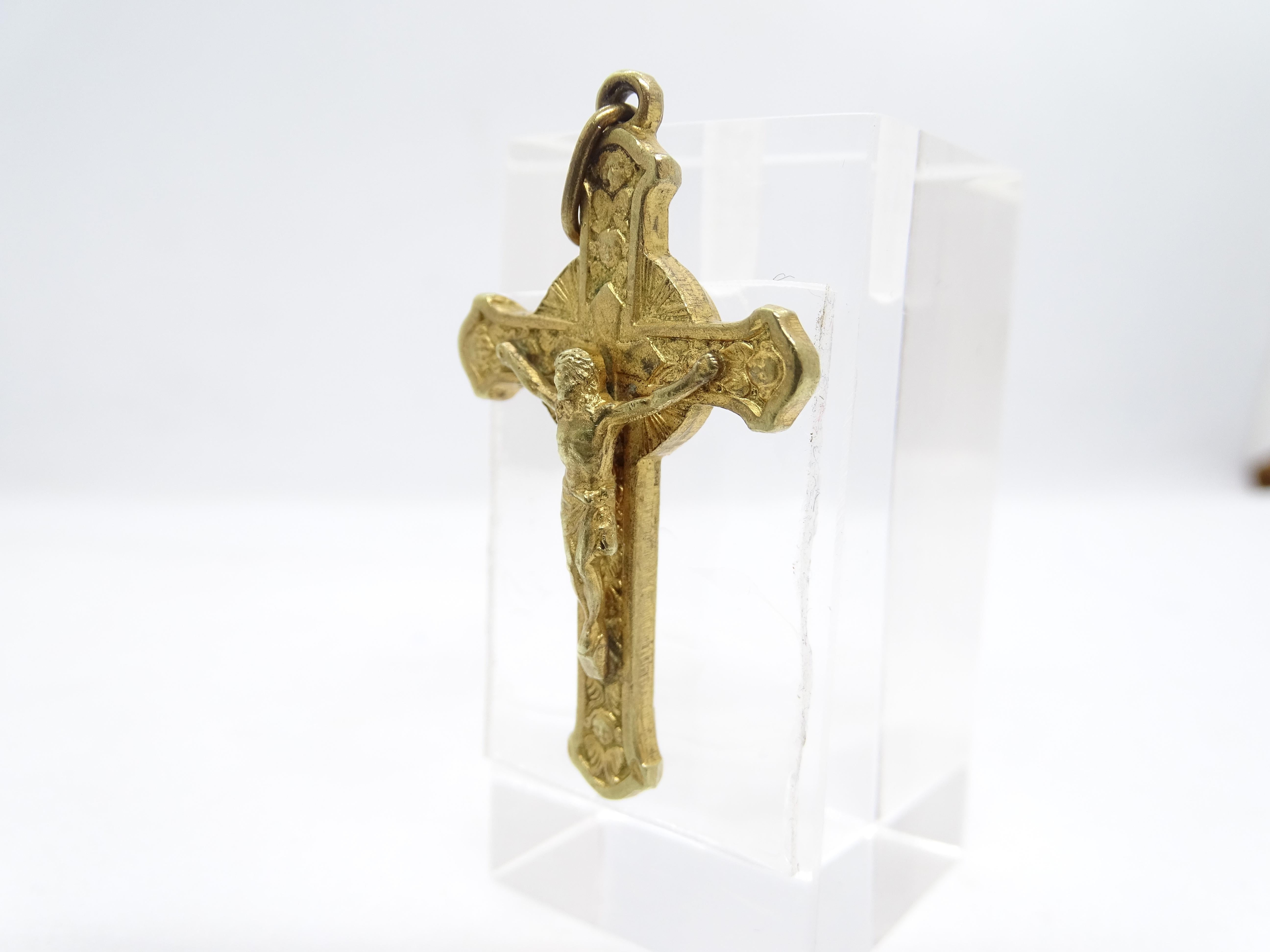 Pendentif Crucifix espagnol doré Saint Anton Mº Claret Reliquaire Crucifix en vente 8