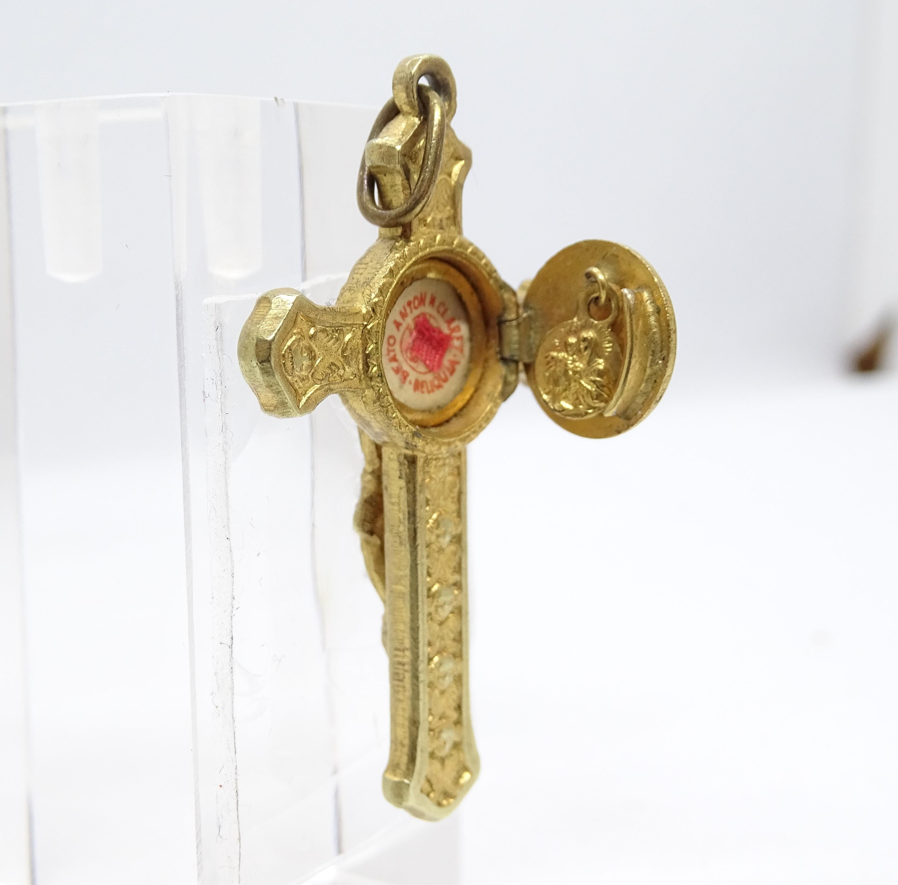 Pendentif Crucifix espagnol doré Saint Anton Mº Claret Reliquaire Crucifix en vente 13