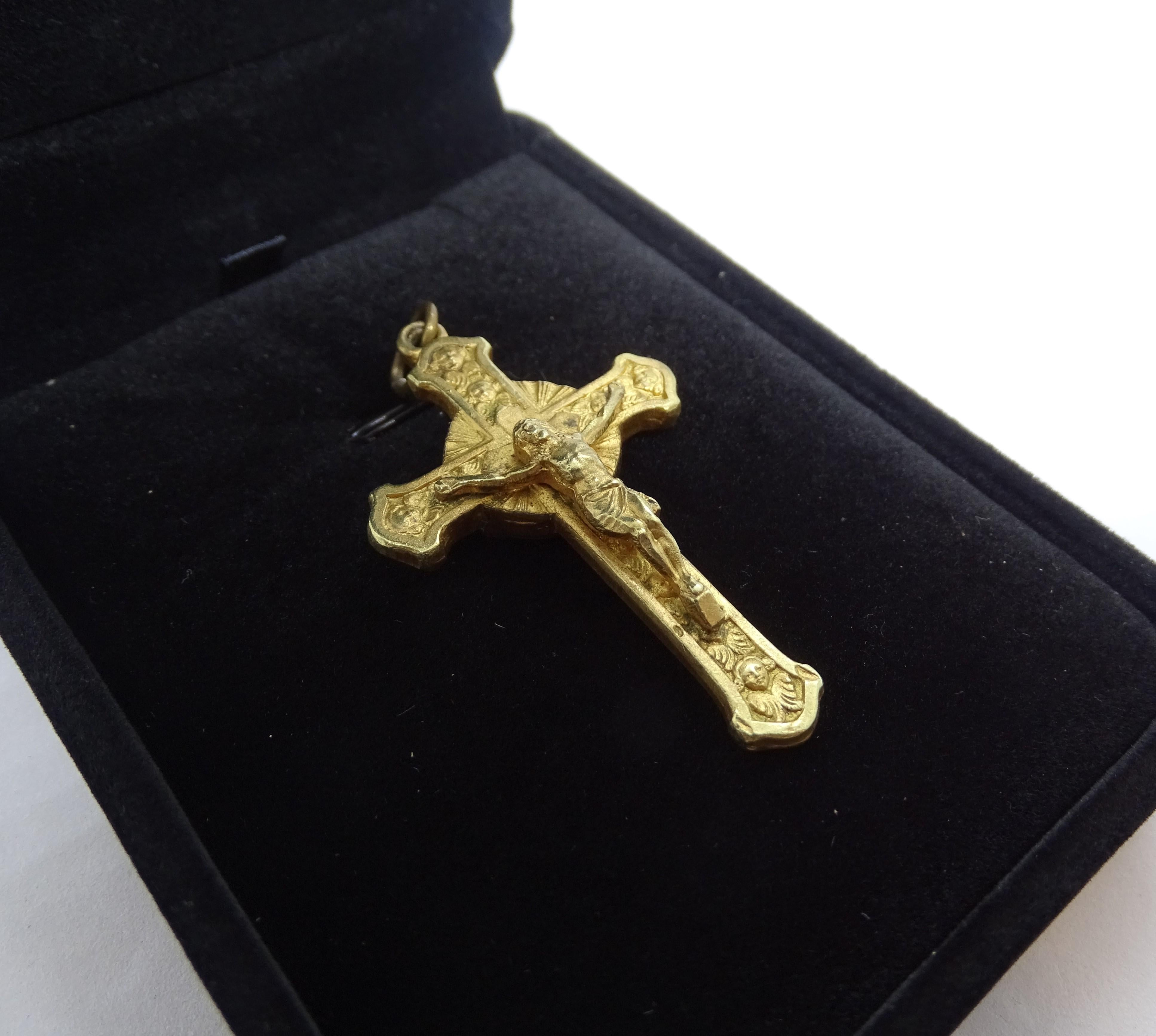 Women's or Men's Golden Spanish Crucifix Saint Anton Mº Claret Reliquary Crucifix Pendant For Sale