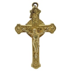 Used Golden Spanish Crucifix Saint Anton Mº Claret Reliquary Crucifix Pendant