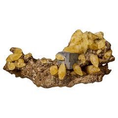 Esplendor Dorado: Calcita amarilla con galena de EE.UU.