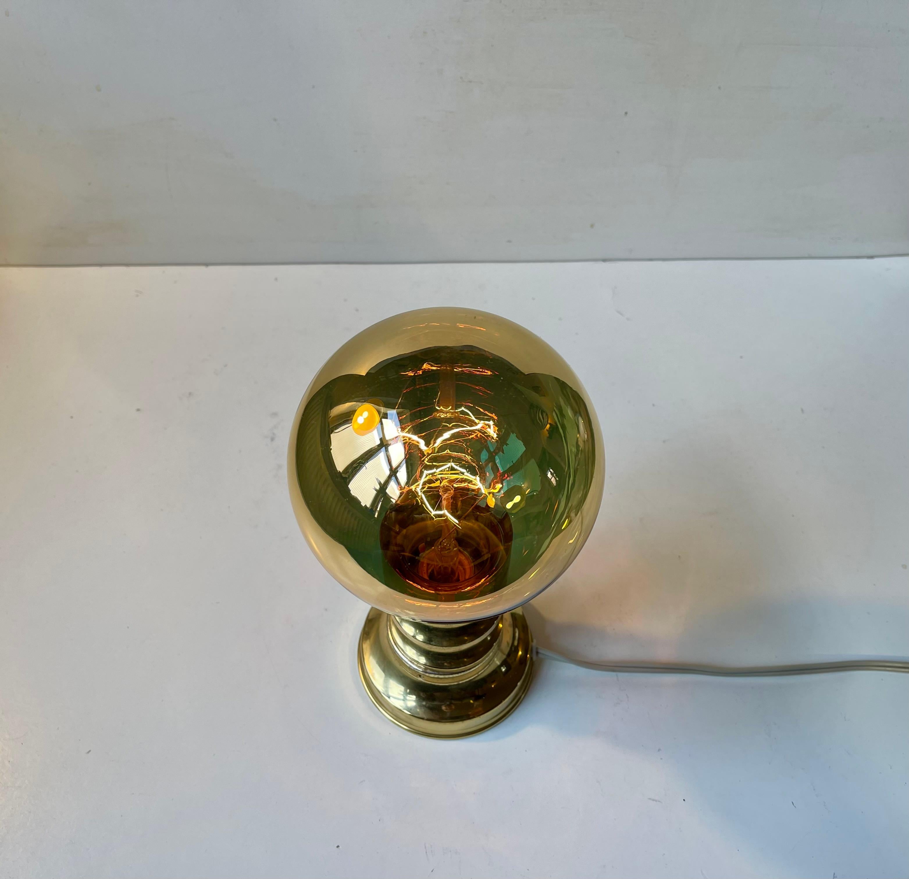 Mid-Century Modern Golden Spy Ball Table Lamp in Brass from Frimann, Danish 1960s For Sale