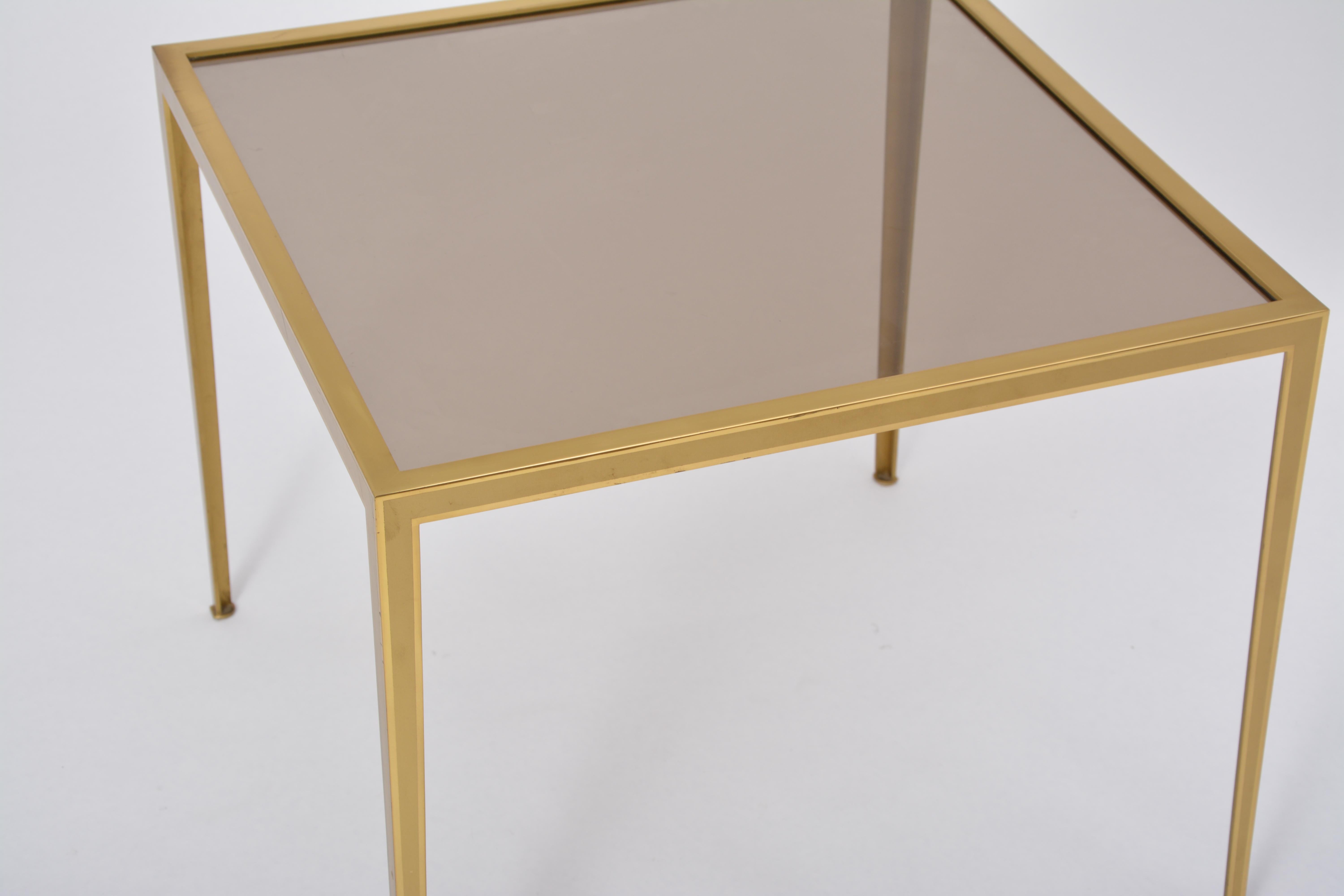 Golden Mid-Century Modern square Brass coffee table by Vereinigte Werkstätten For Sale 5
