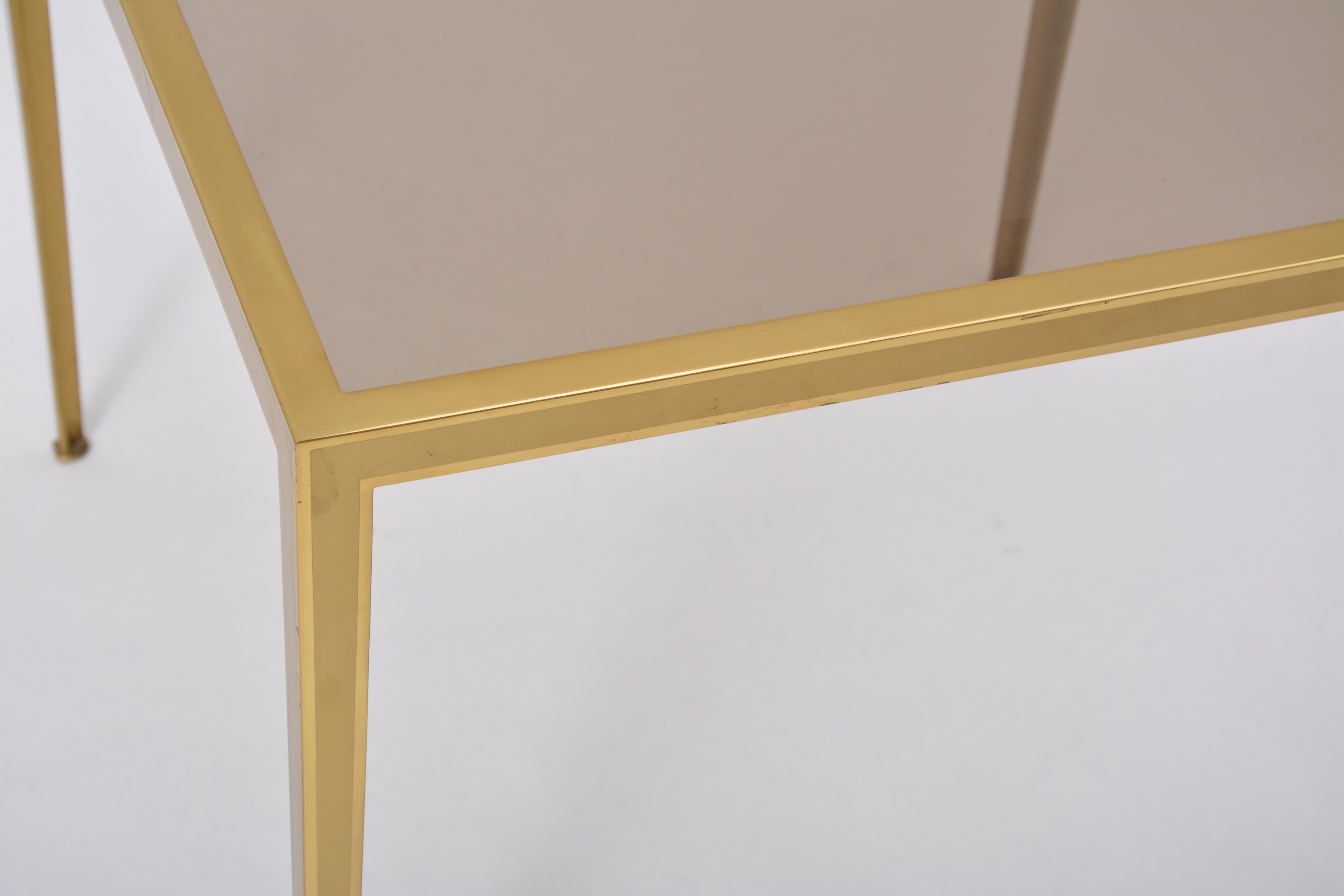 Golden Mid-Century Modern square Brass coffee table by Vereinigte Werkstätten For Sale 6