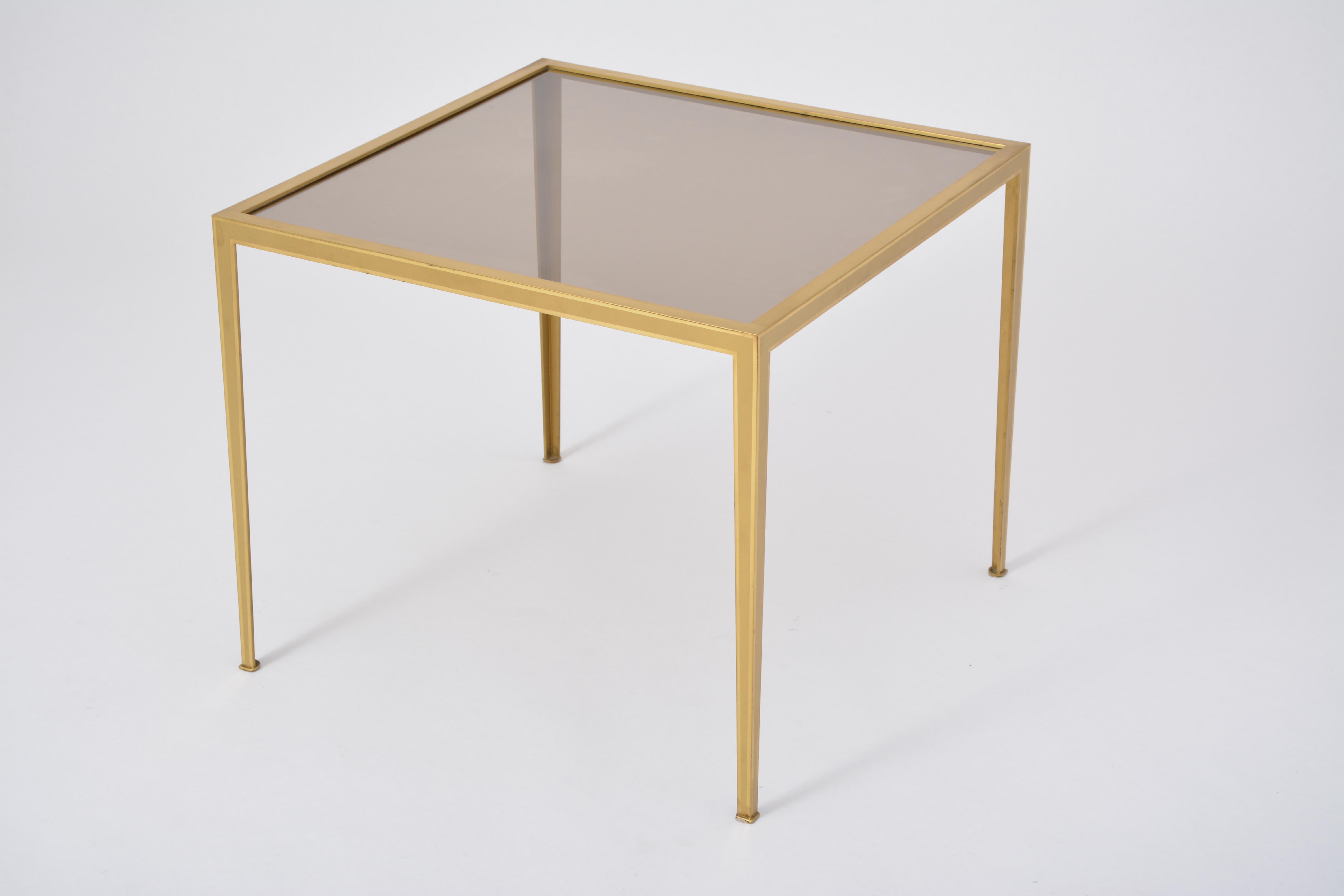 Golden Mid-Century Modern square Brass coffee table by Vereinigte Werkstätten For Sale 9