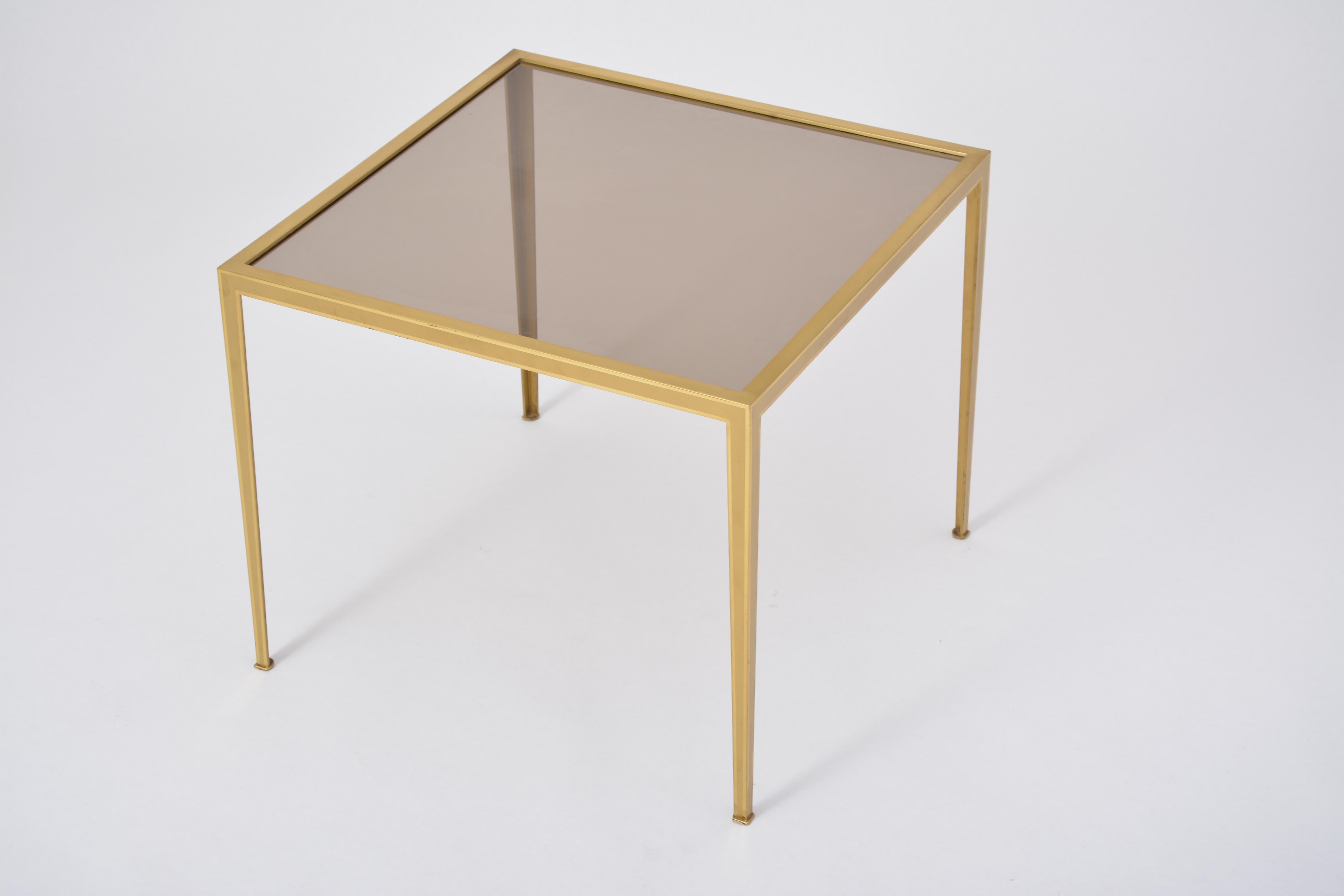 Golden Mid-Century Modern square Brass coffee table by Vereinigte Werkstätten For Sale 10