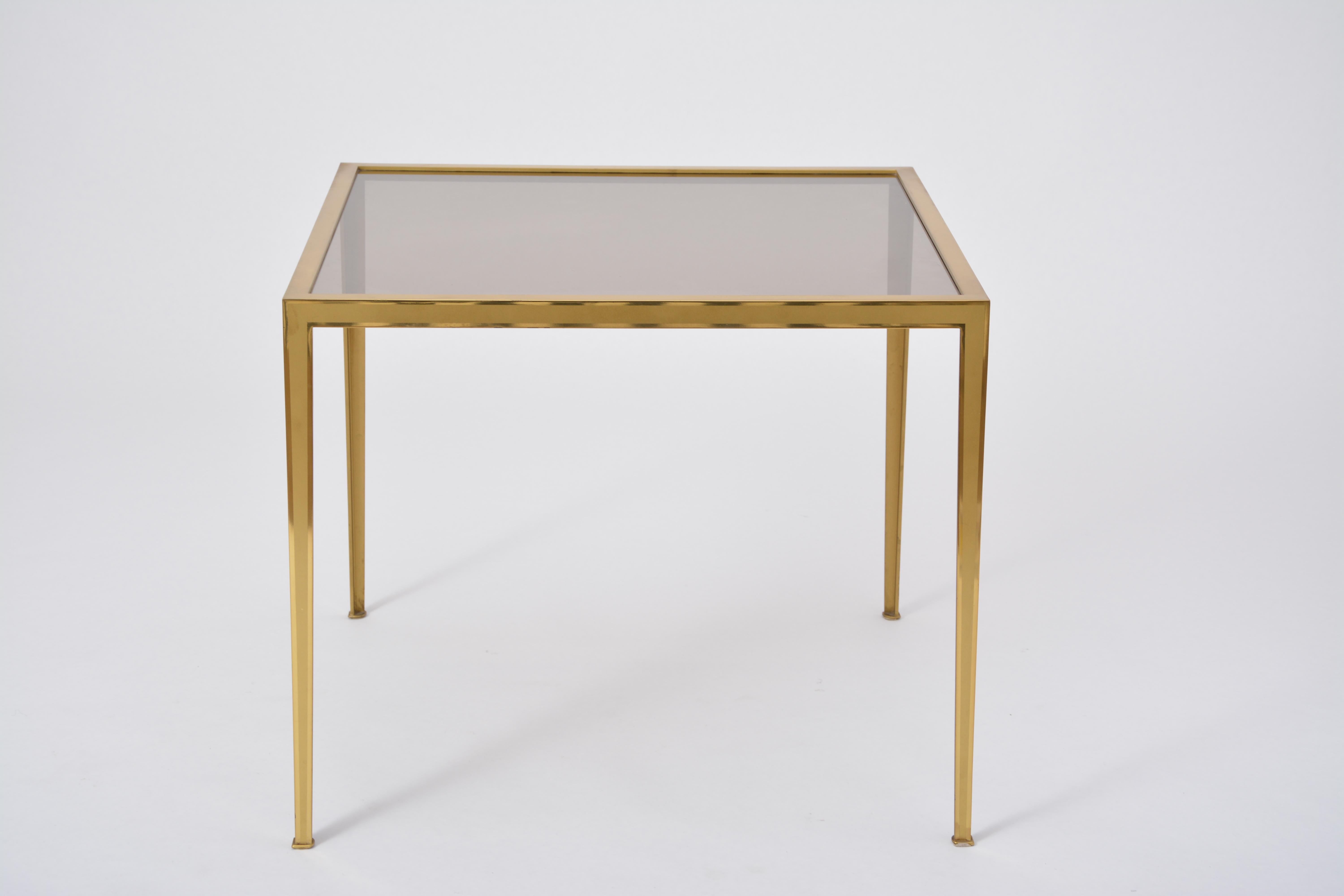 Golden Mid-Century Modern square Brass coffee table by Vereinigte Werkstätten For Sale 2