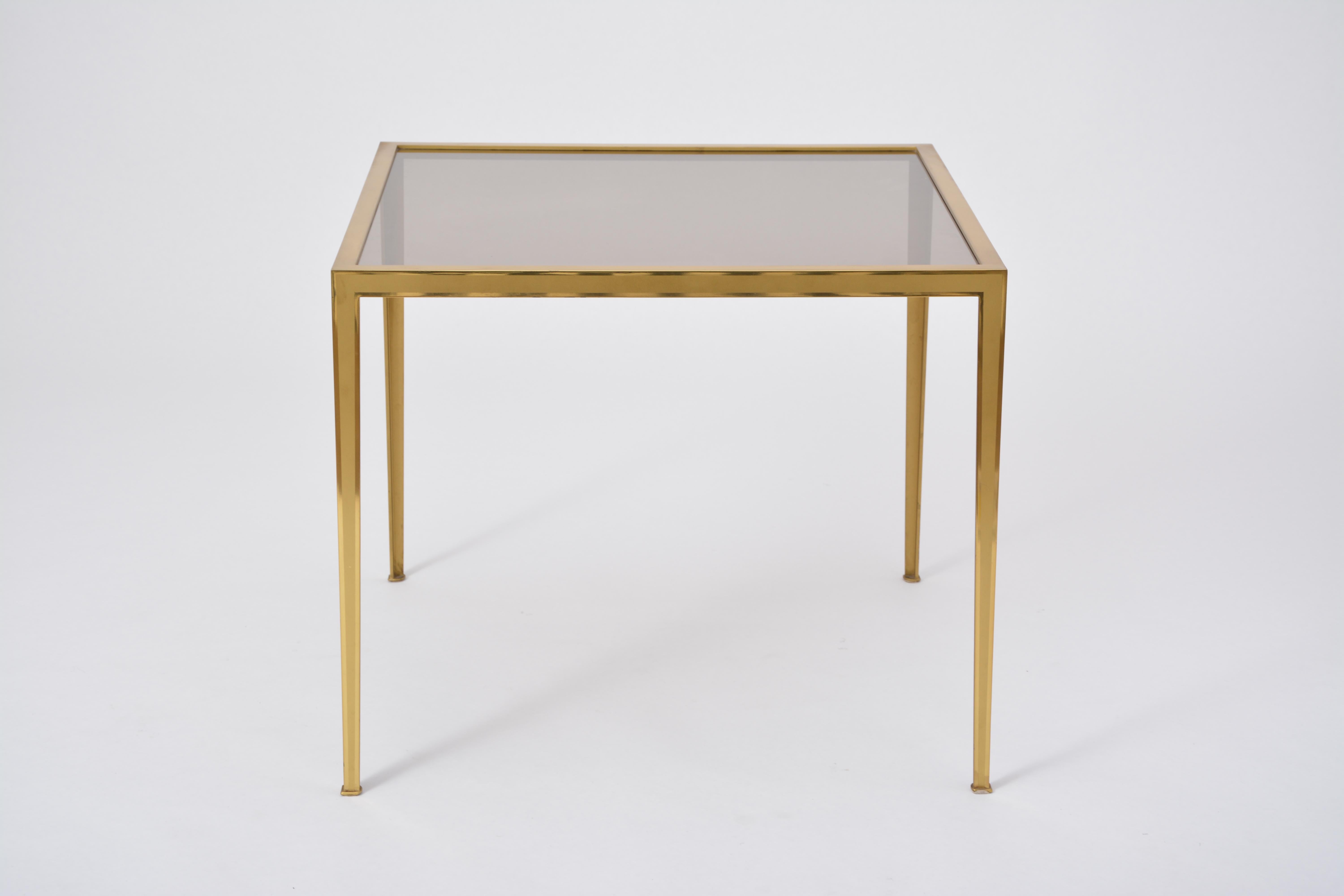 Golden Mid-Century Modern square Brass coffee table by Vereinigte Werkstätten For Sale 3