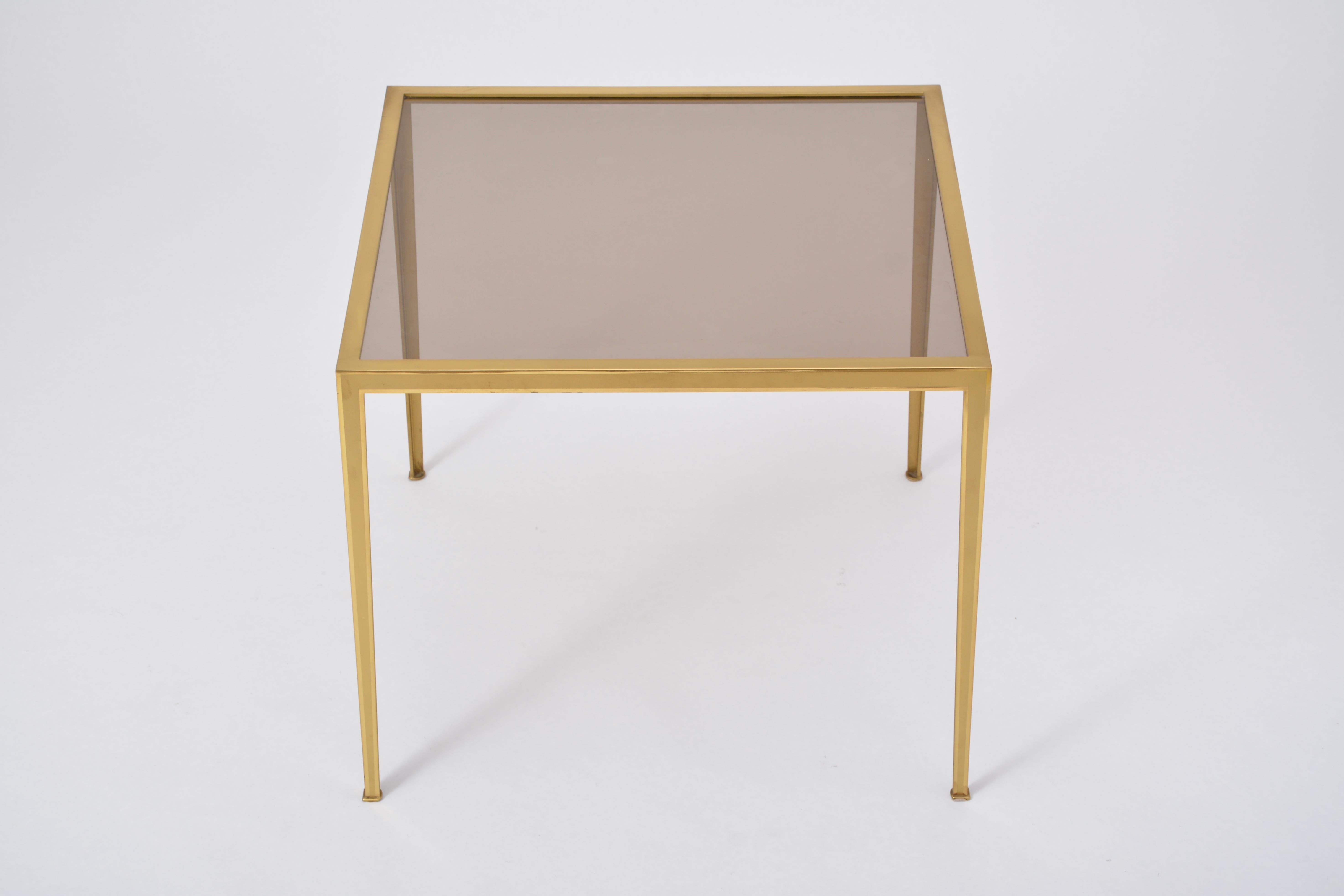 Golden Mid-Century Modern square Brass coffee table by Vereinigte Werkstätten For Sale 4