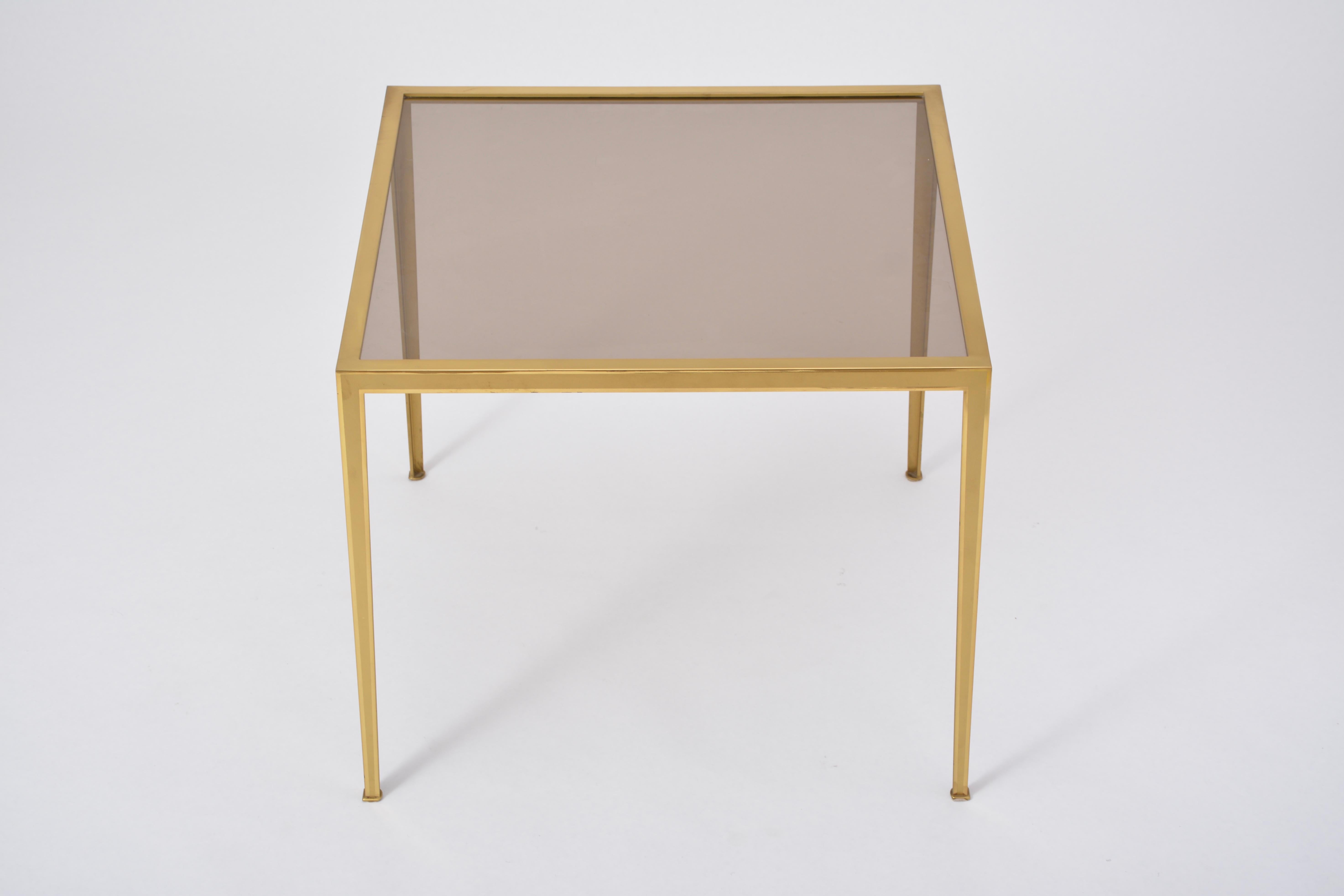 Golden Mid-Century Modern square Brass coffee table by Vereinigte Werkstätten 4