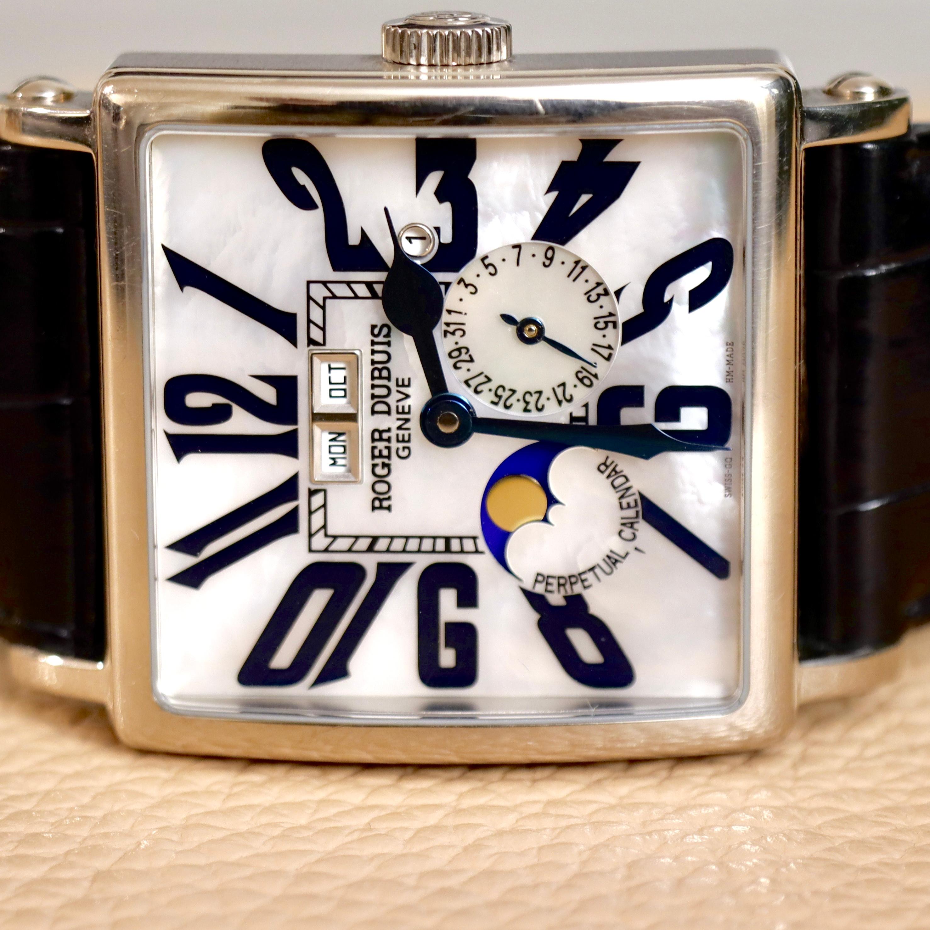 Roger Dubuis Perpetual Calendar G40 18k White Gold  Rare Pearl Arabic Dial 2