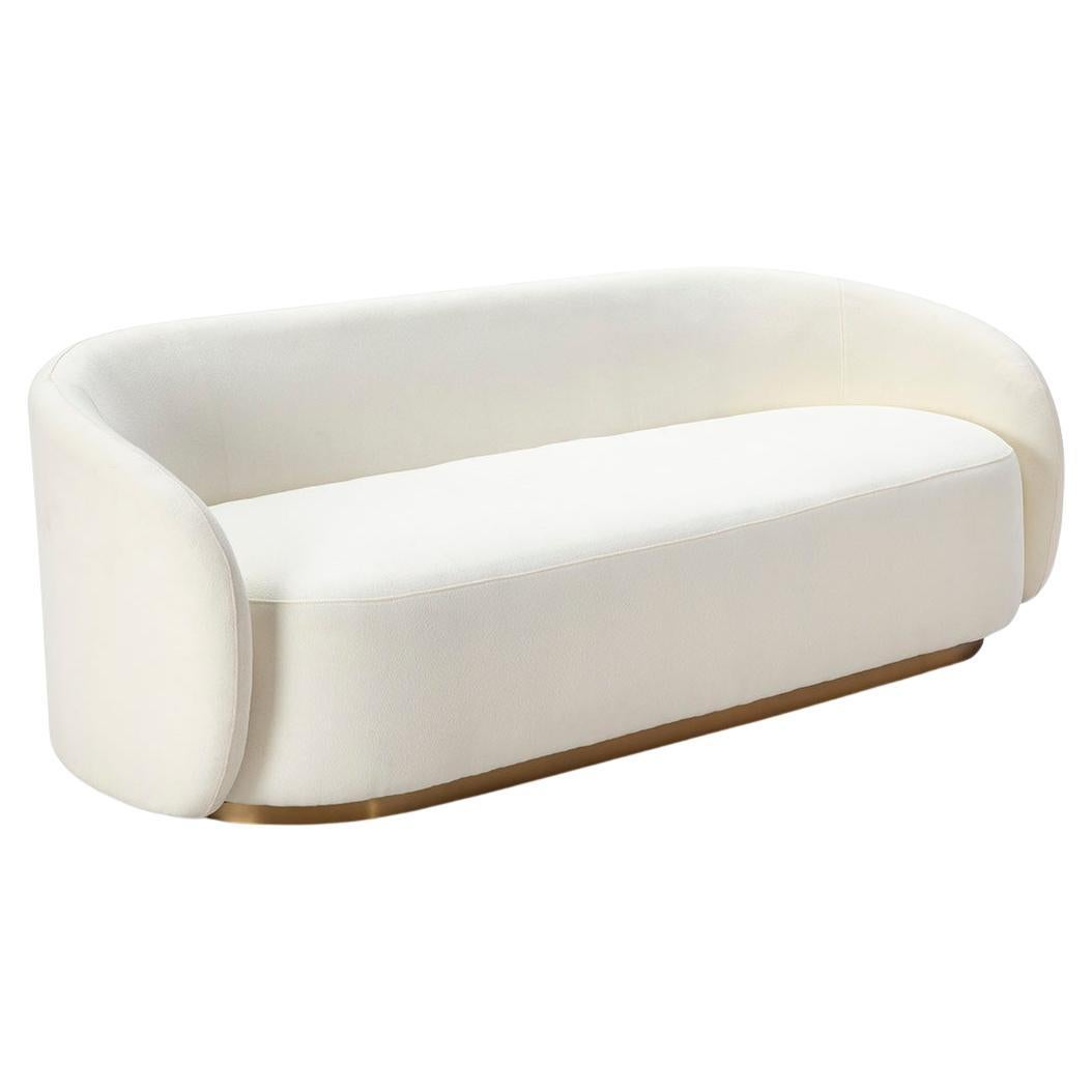 Golden Steel And White Fabric Sofa by Thai Natura