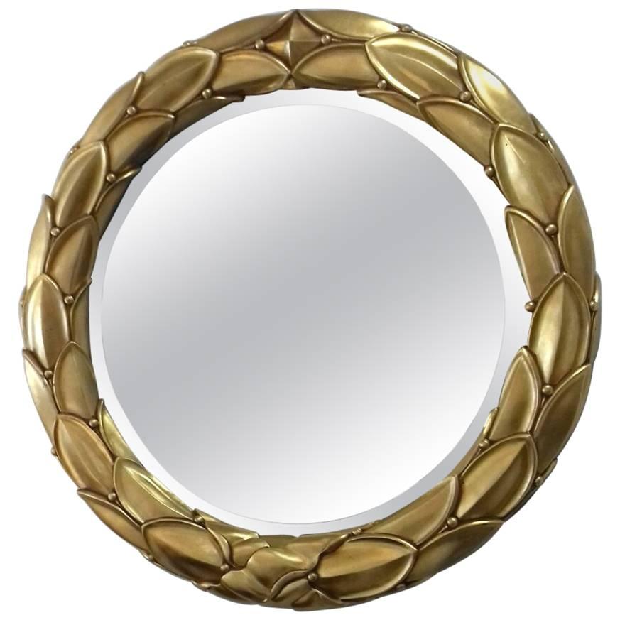 Golden Stucco Round Mirror