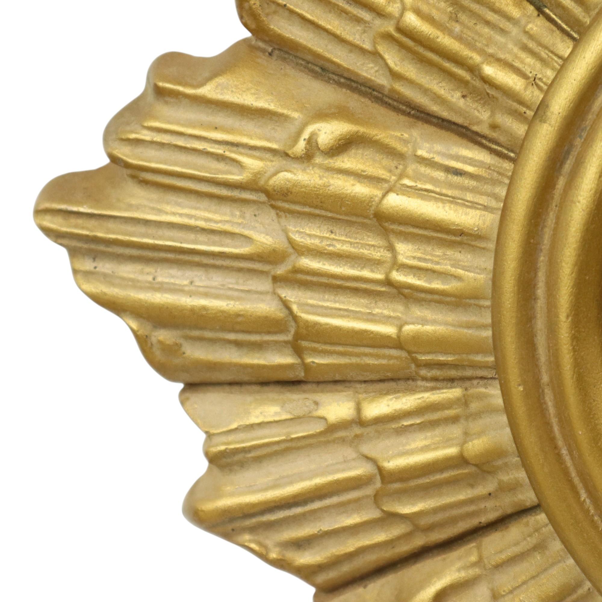 Golden Sun Mirror Plaster Sunburst Mirror Convex 48cm For Sale 4