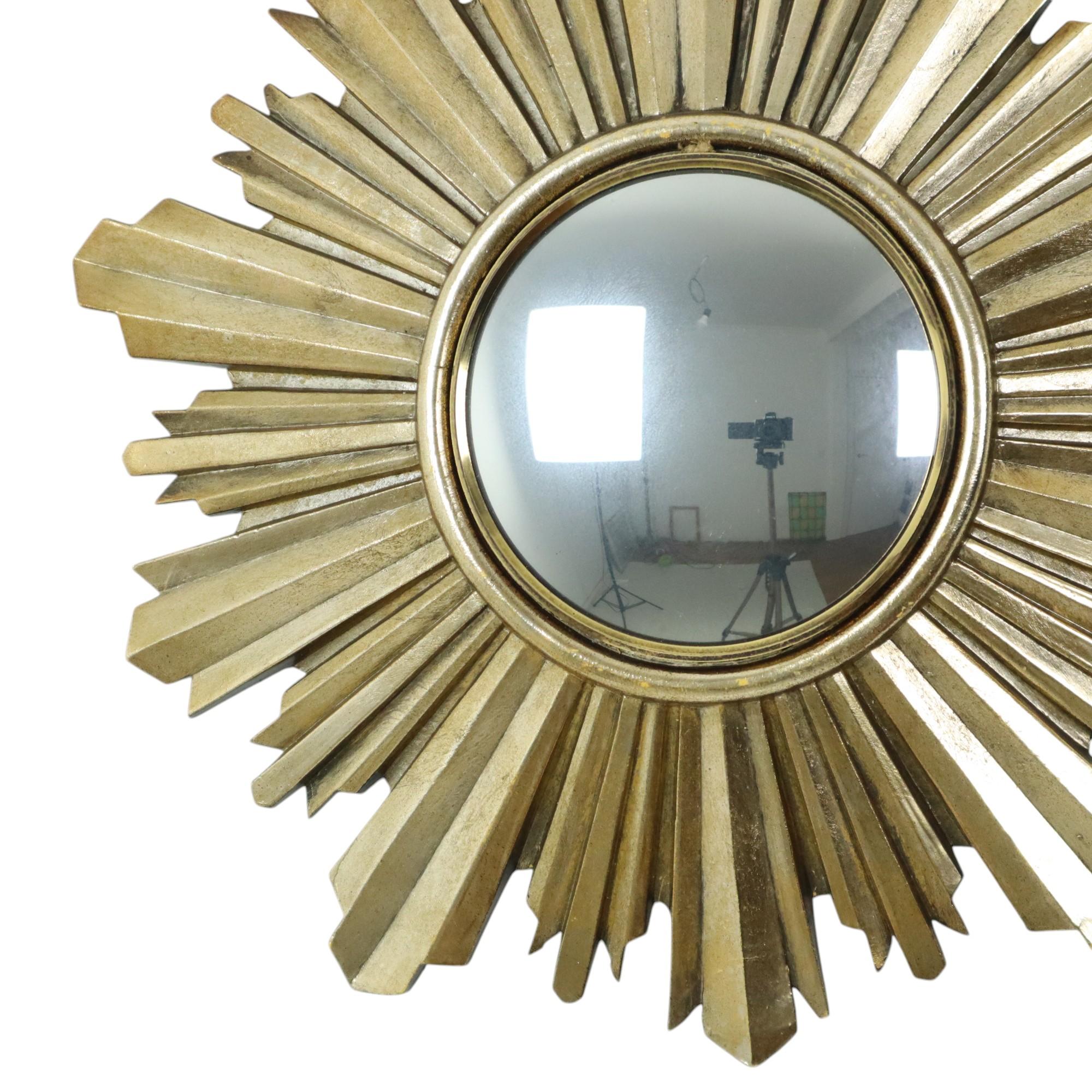 Goldener Sonnenspiegel Sunburst Butler Konvexspiegel 37cm (Moderne der Mitte des Jahrhunderts) im Angebot