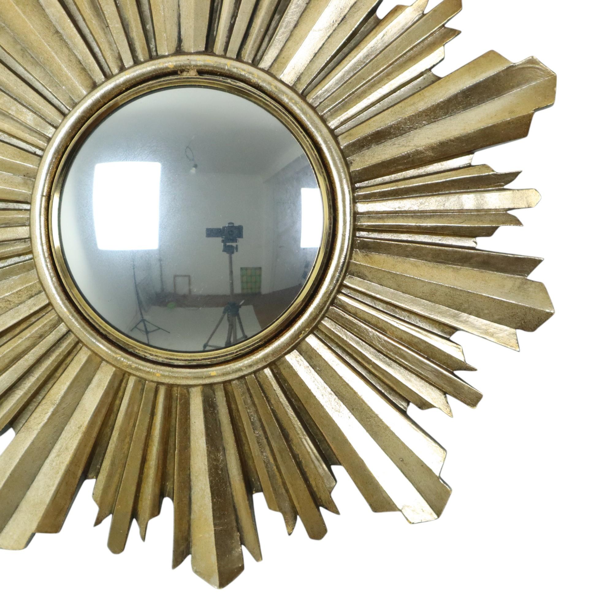 Goldener Sonnenspiegel Sunburst Butler Konvexspiegel 37cm im Zustand „Gut“ im Angebot in Poperinge, BE