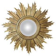 Golden Sunburst Mirror Sun Mirror Convex Glass Sixties 46cm