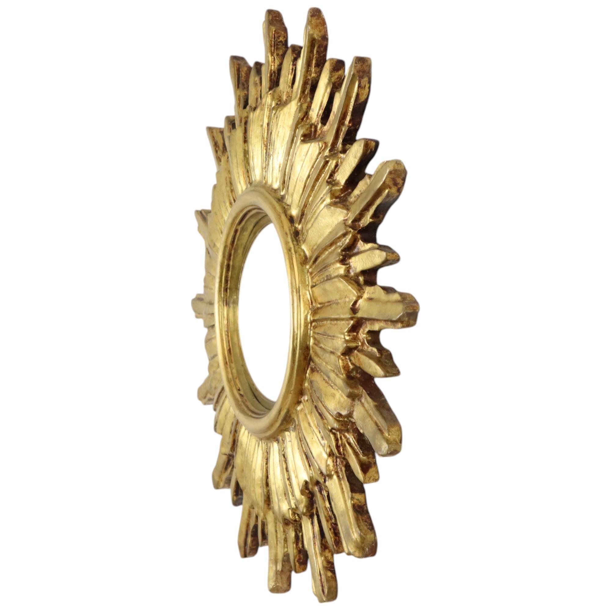 Golden Sunburst Spiegel Sun Spiegel Wood Konvexe Hexe Spiegel Sixties im Angebot 4