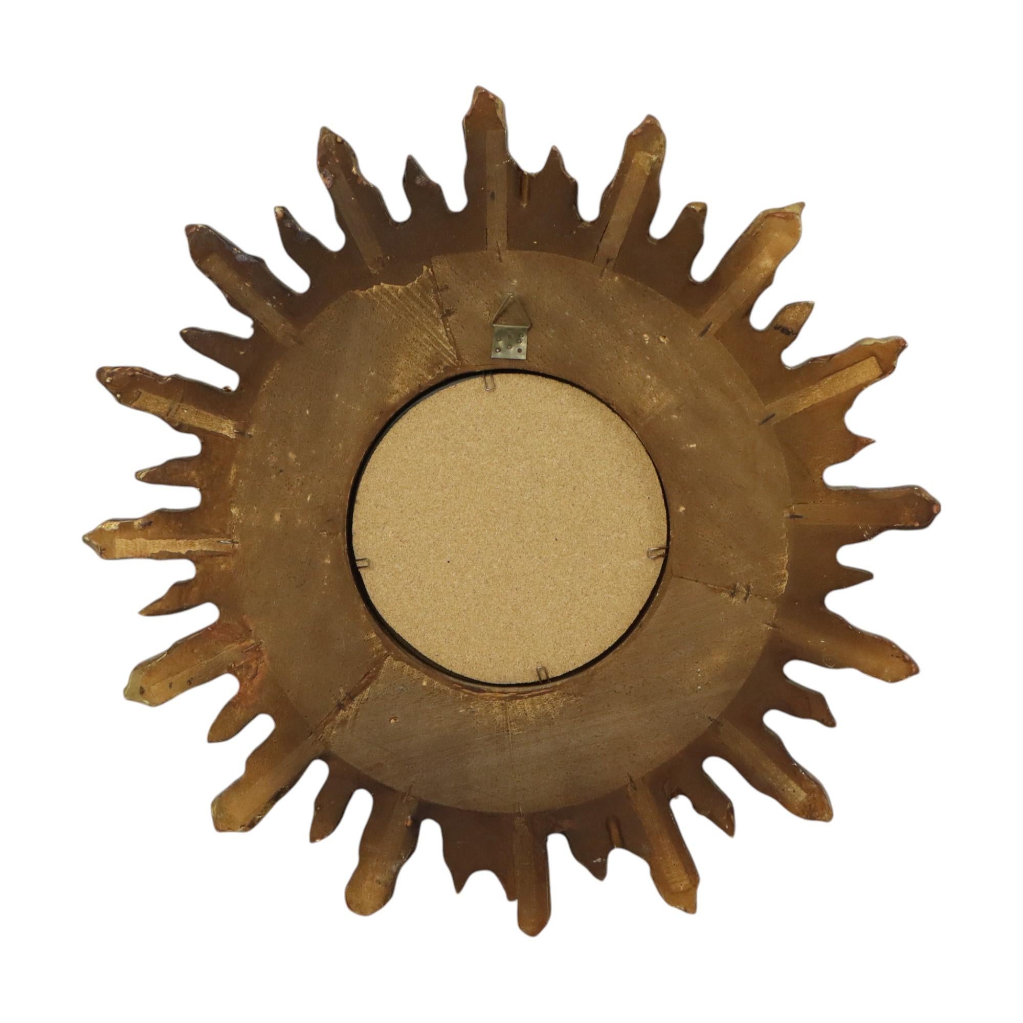 Golden Sunburst Spiegel Sun Spiegel Wood Konvexe Hexe Spiegel Sixties im Angebot 5