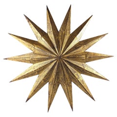 Golden Sunburst Star Ceiling or Wall Lamp 1950s