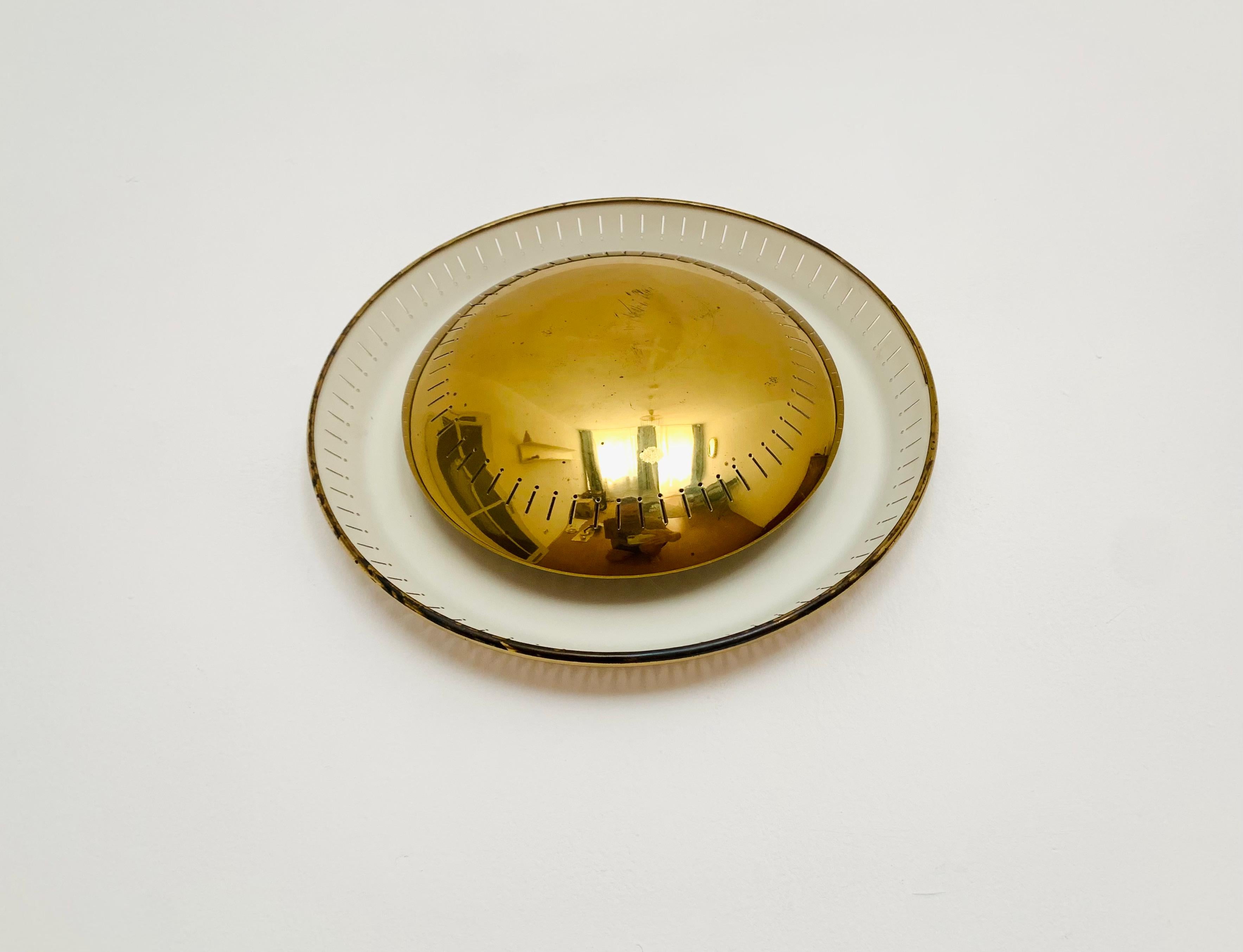 Mid-Century Modern Golden Sunburst Wall Lamp For Sale