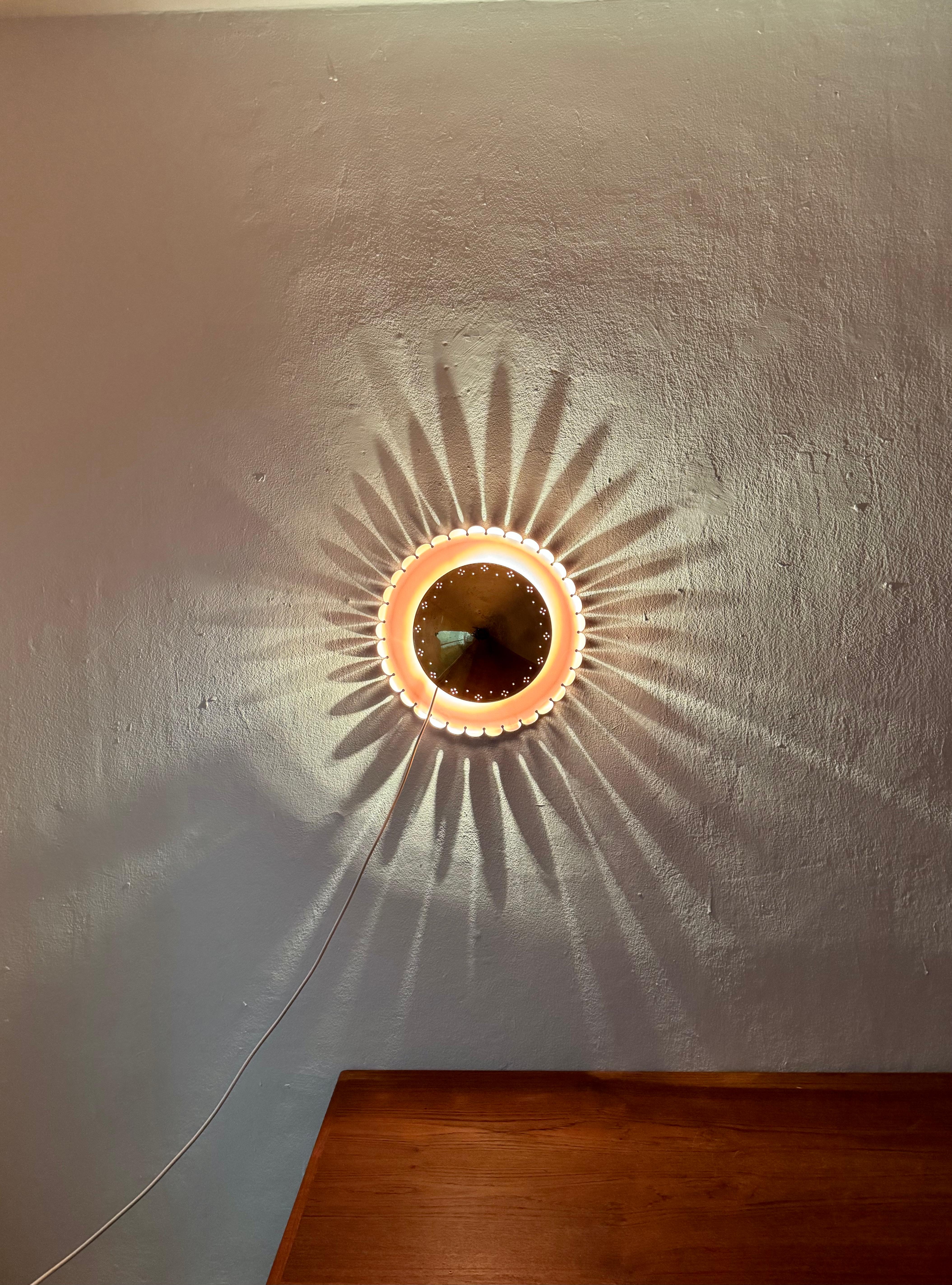 Mid-20th Century Golden Sunburst Wall Lamp For Sale