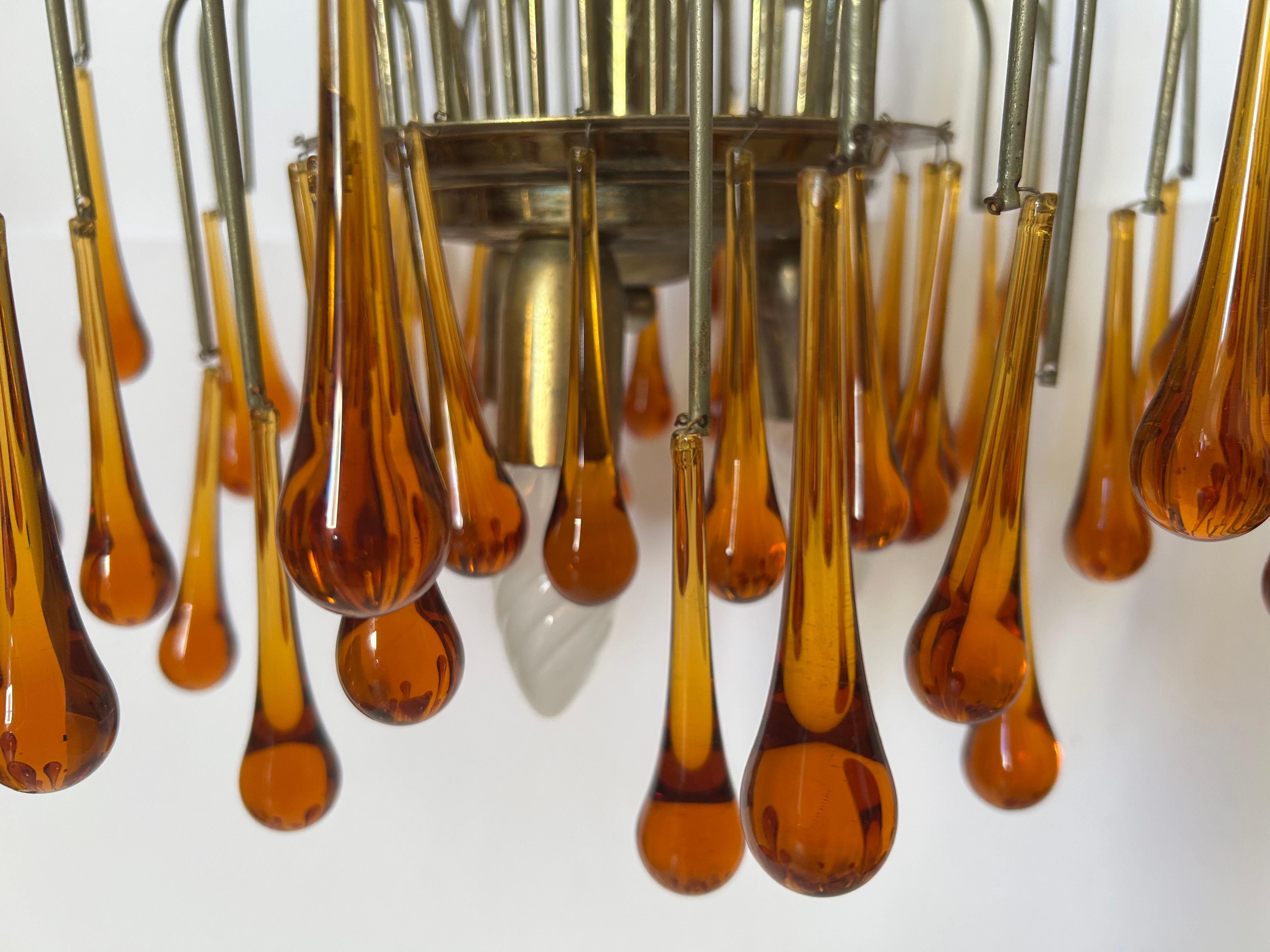 Goldener Sonnenuntergang, prächtiger Murano-Kronleuchter, 1980er Jahre im Angebot 8