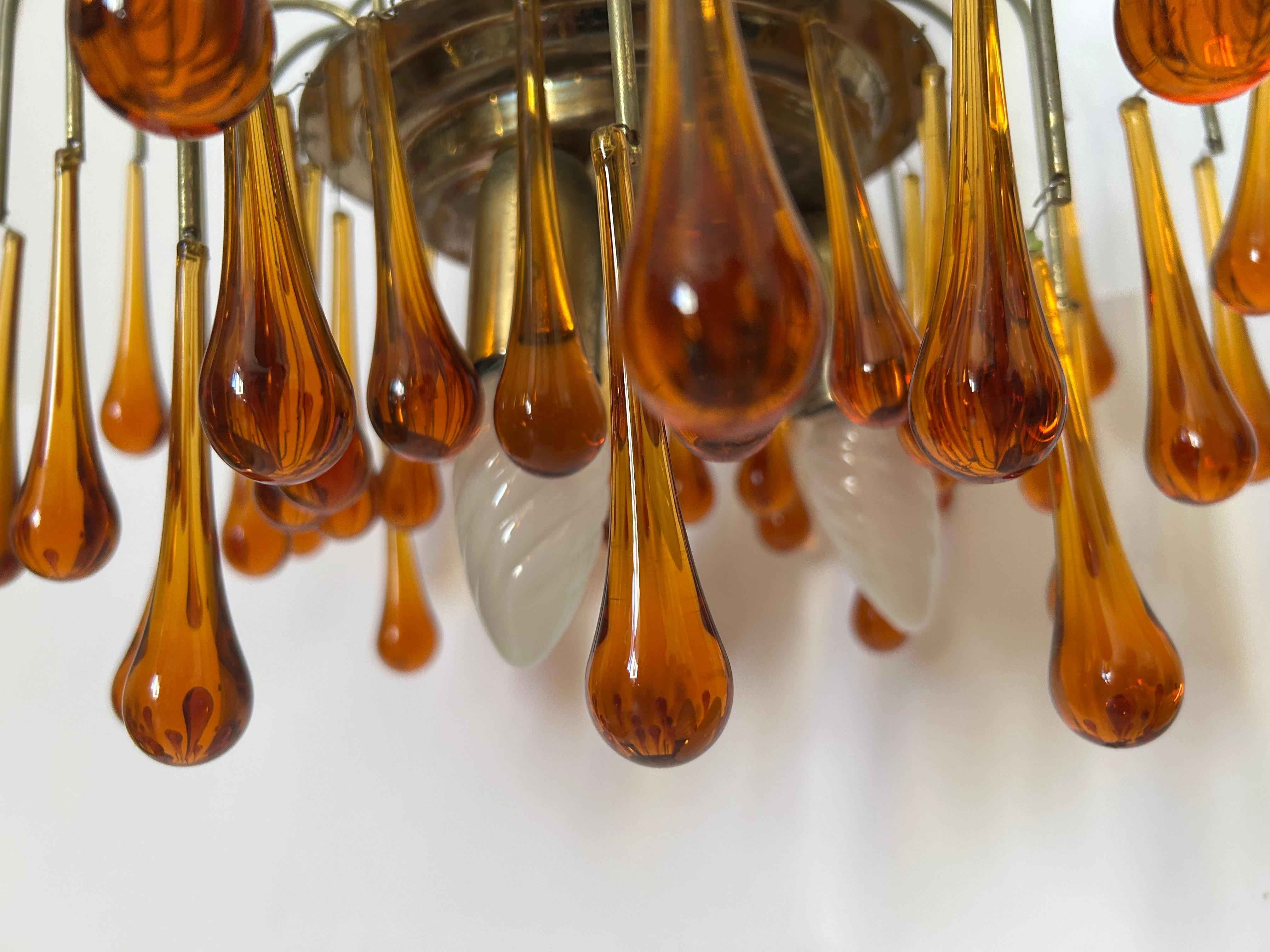 Goldener Sonnenuntergang, prächtiger Murano-Kronleuchter, 1980er Jahre im Angebot 9